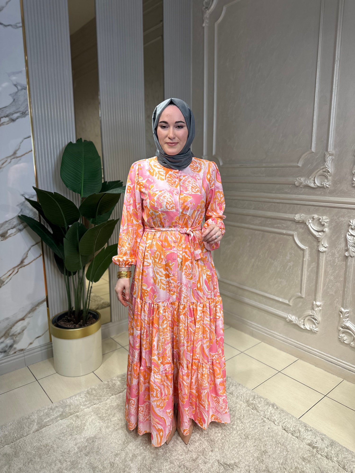 1260 Mercan Gülü Elbise