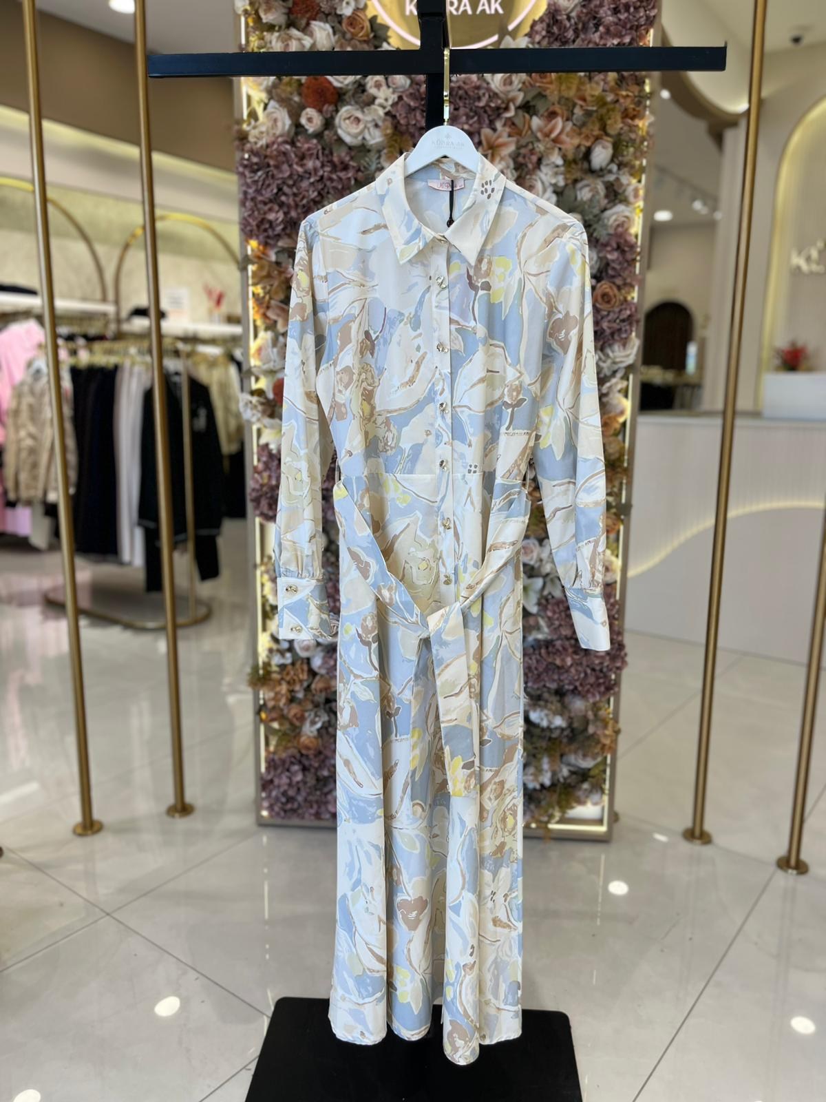 13294 Desenli Poplin Elbise