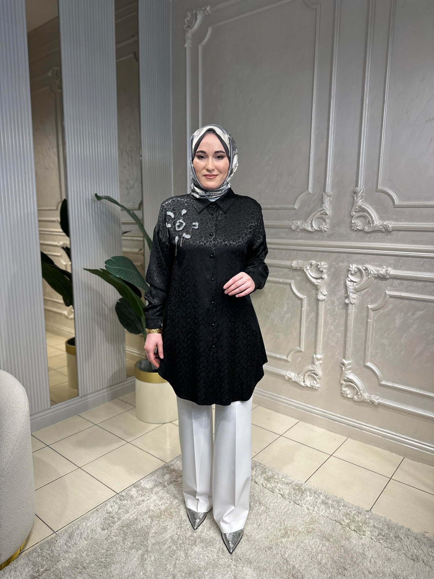 3027 Taşlı Jakar Tunik