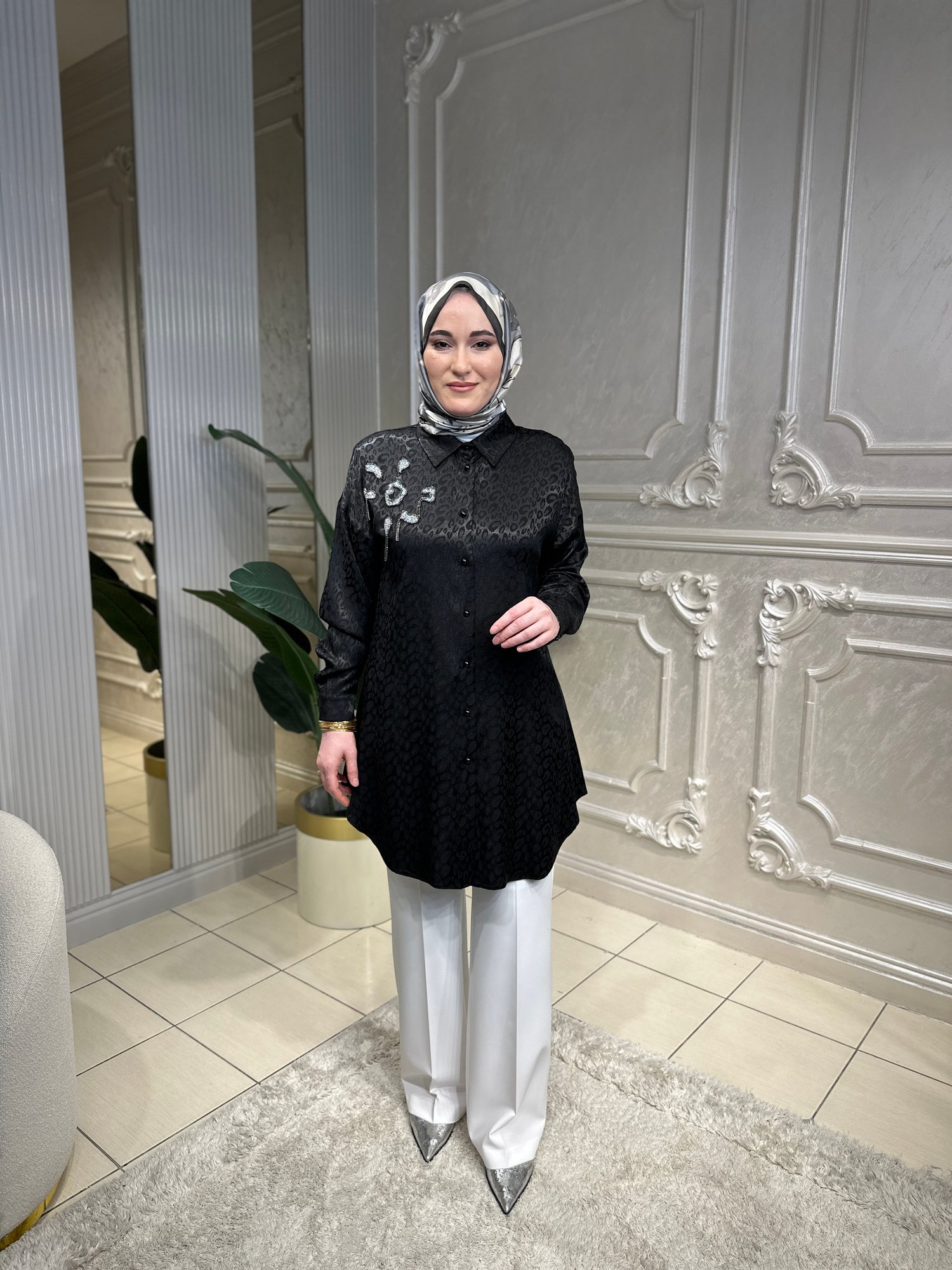 3027 Taşlı Jakar Tunik