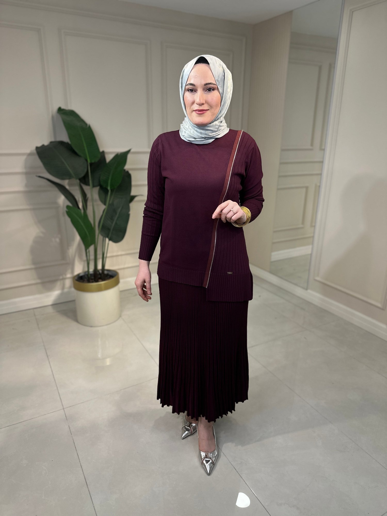 3060 Fermuar Detaylı Fitilli Tunik