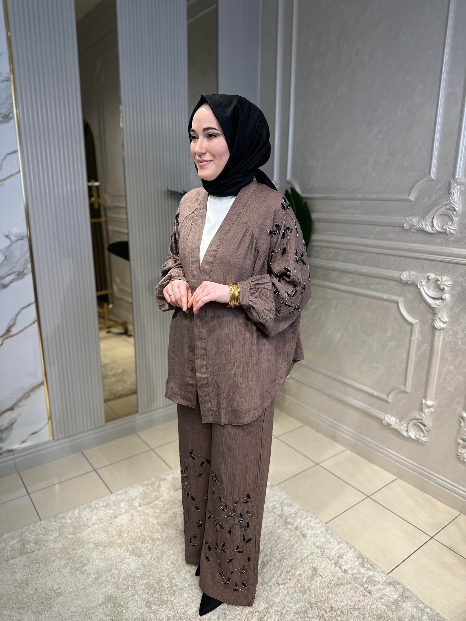 34394 Taş İşlemeli Kimono Ceket