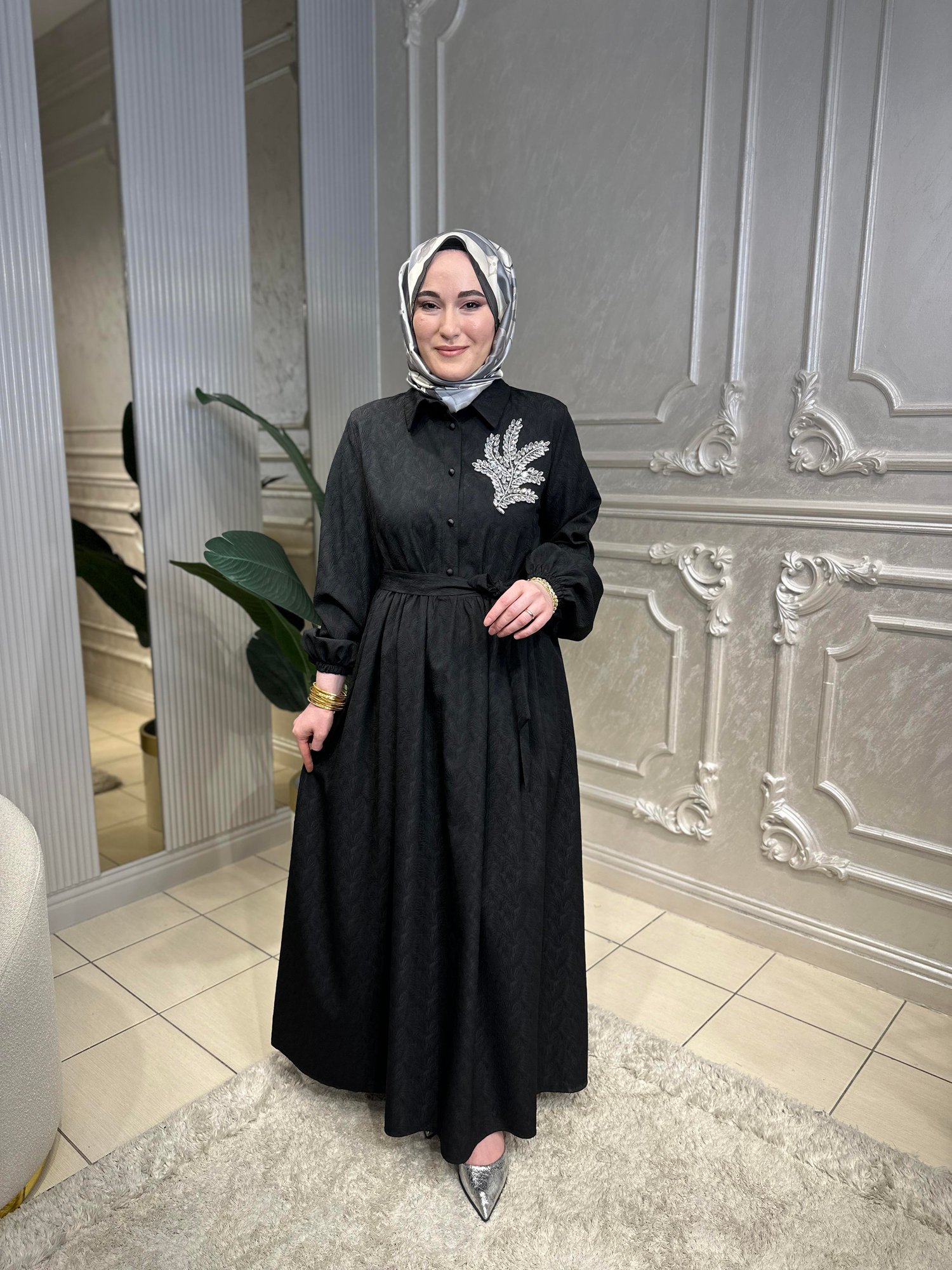 5050 Taşlı Jakar Elbise