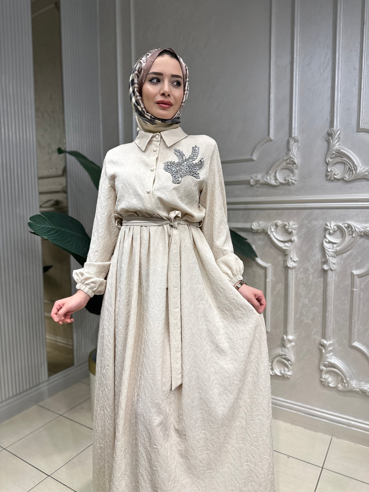5050 Taşlı Jakar Elbise