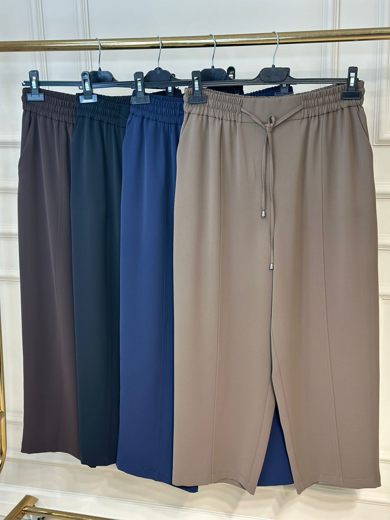 5618 Elegance Beli Lastikli Dar Paça Pantolon