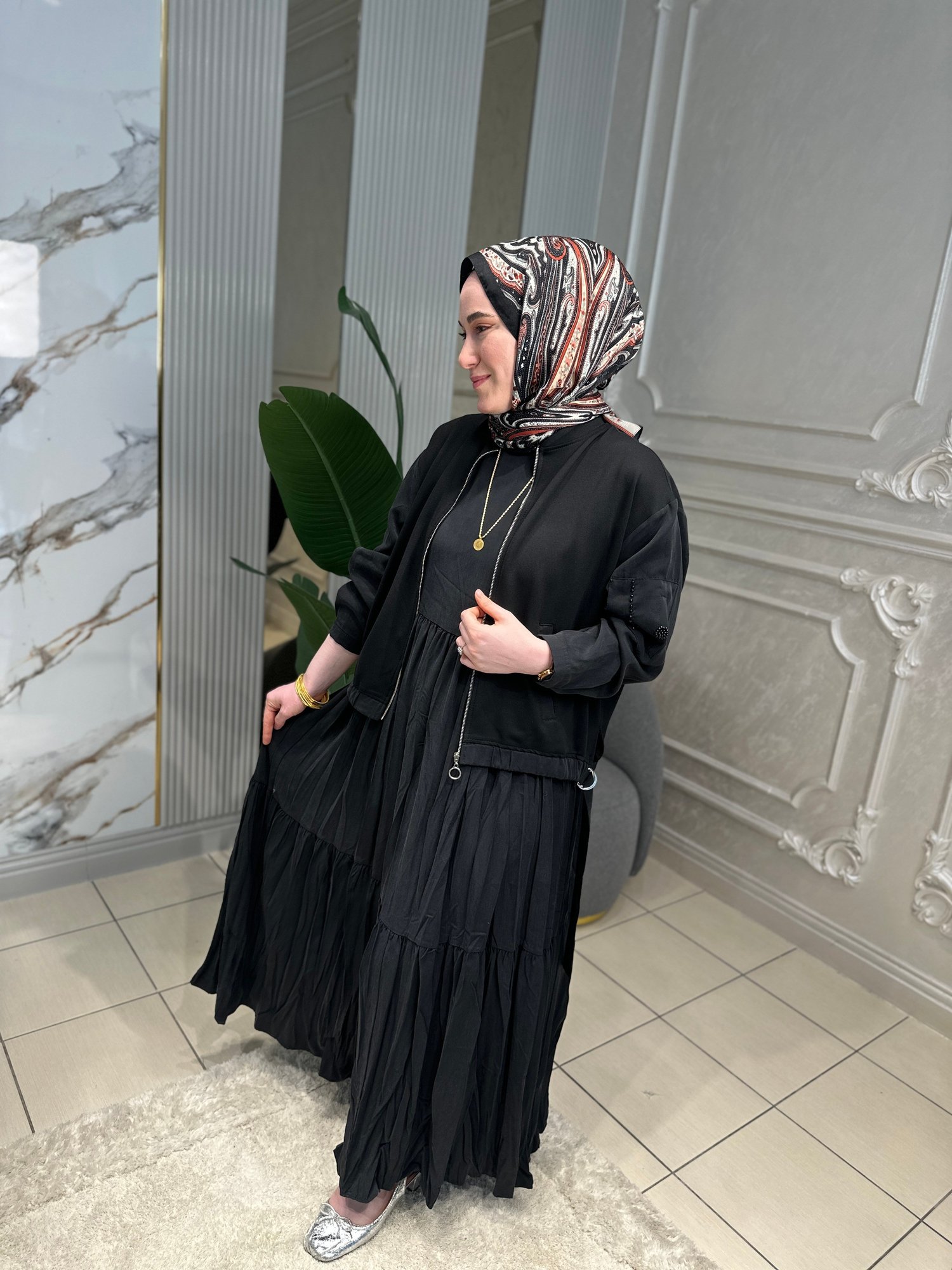 5954 İç Elbisesi Kraşlı Tokalı Bolerolu Takım