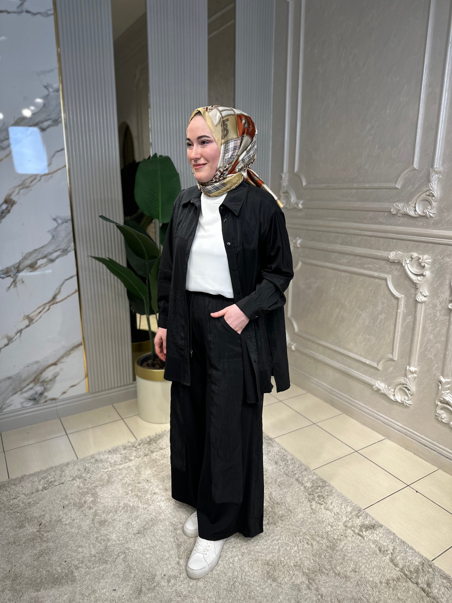 5977 Dubai Garnili Bambu Gömlekli Takım