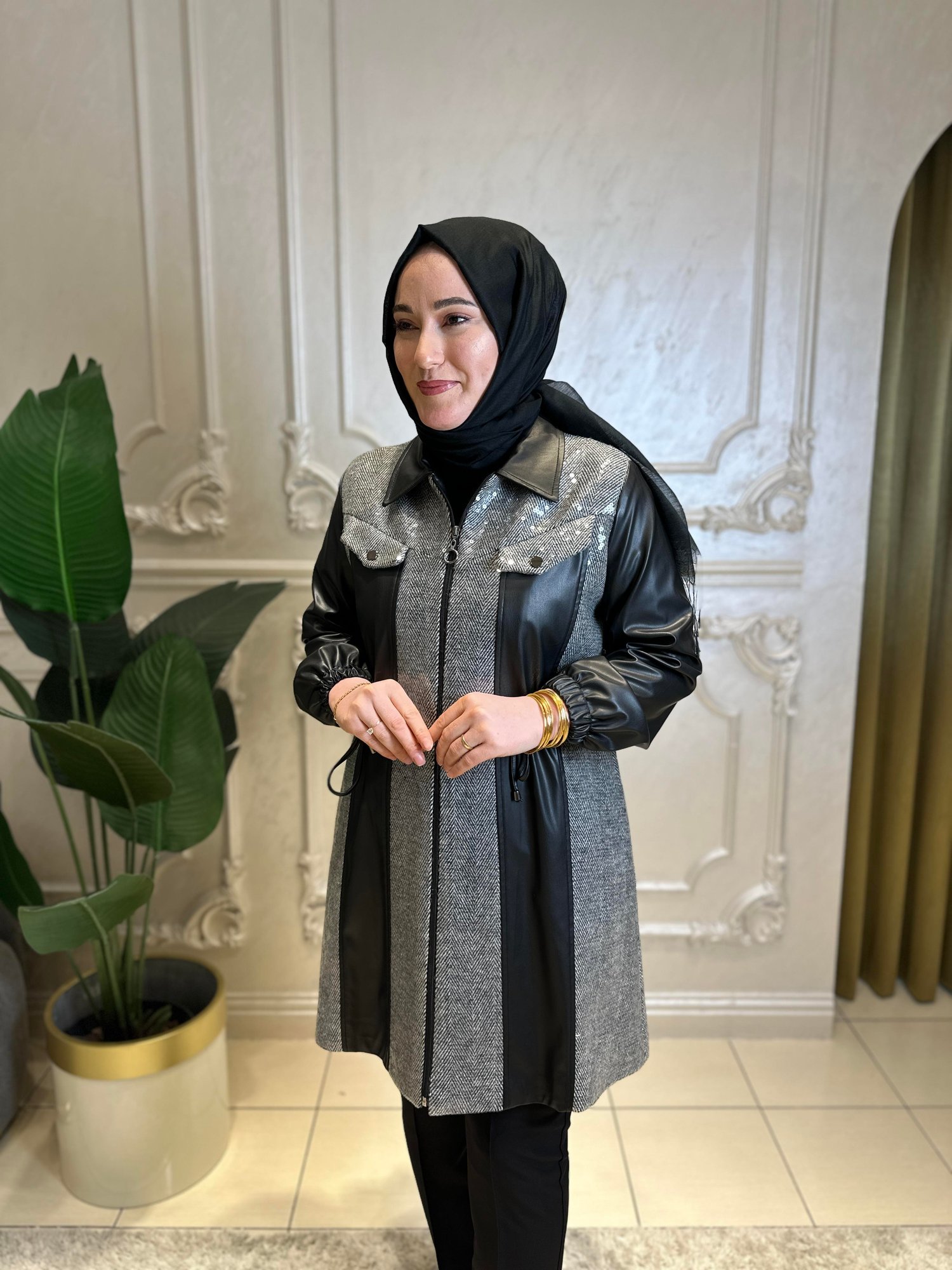 6044 Balık Sırtı Pul Payet Kaban