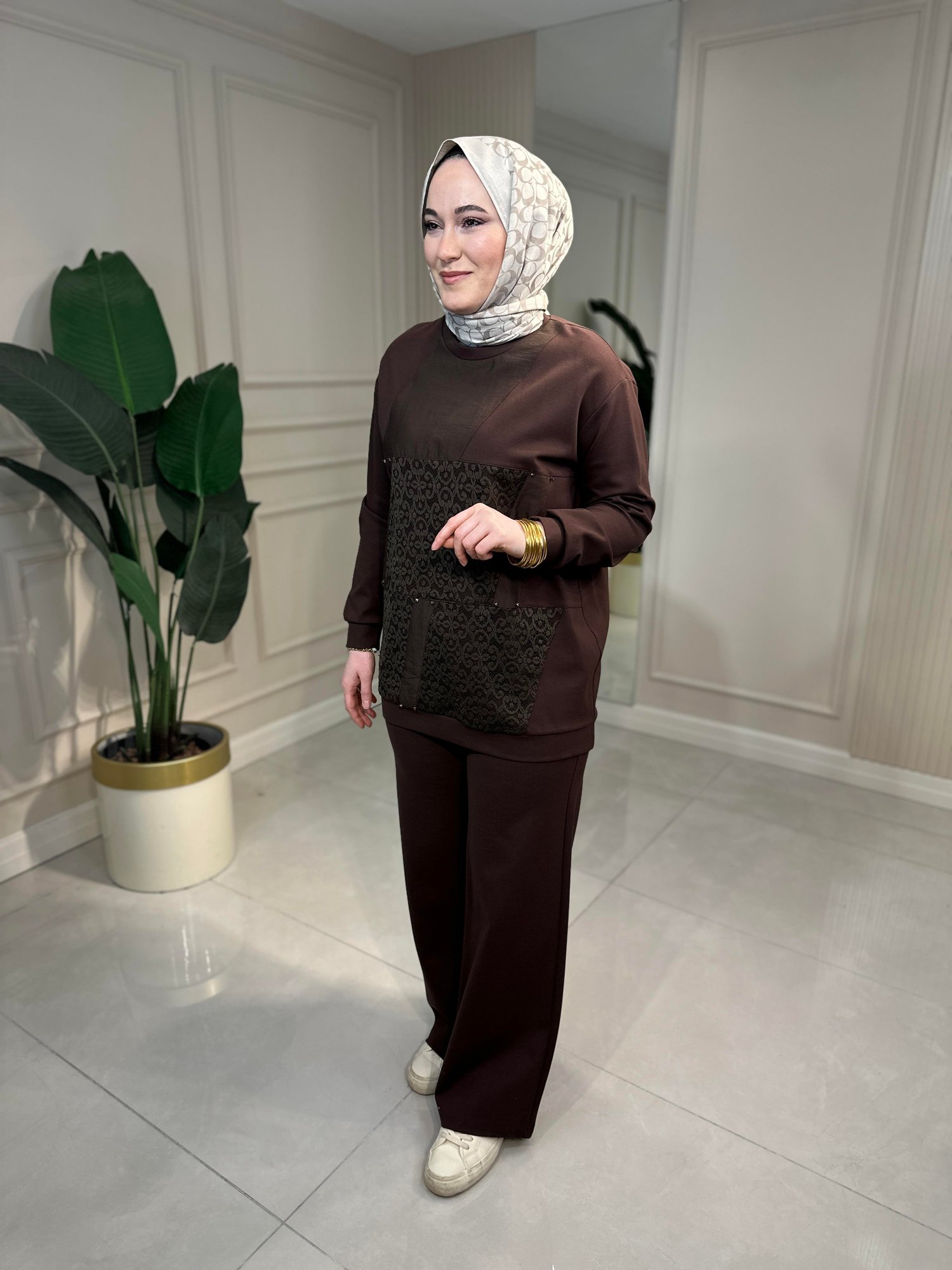 6932 Dantel Detaylı Çelik Örme Takım