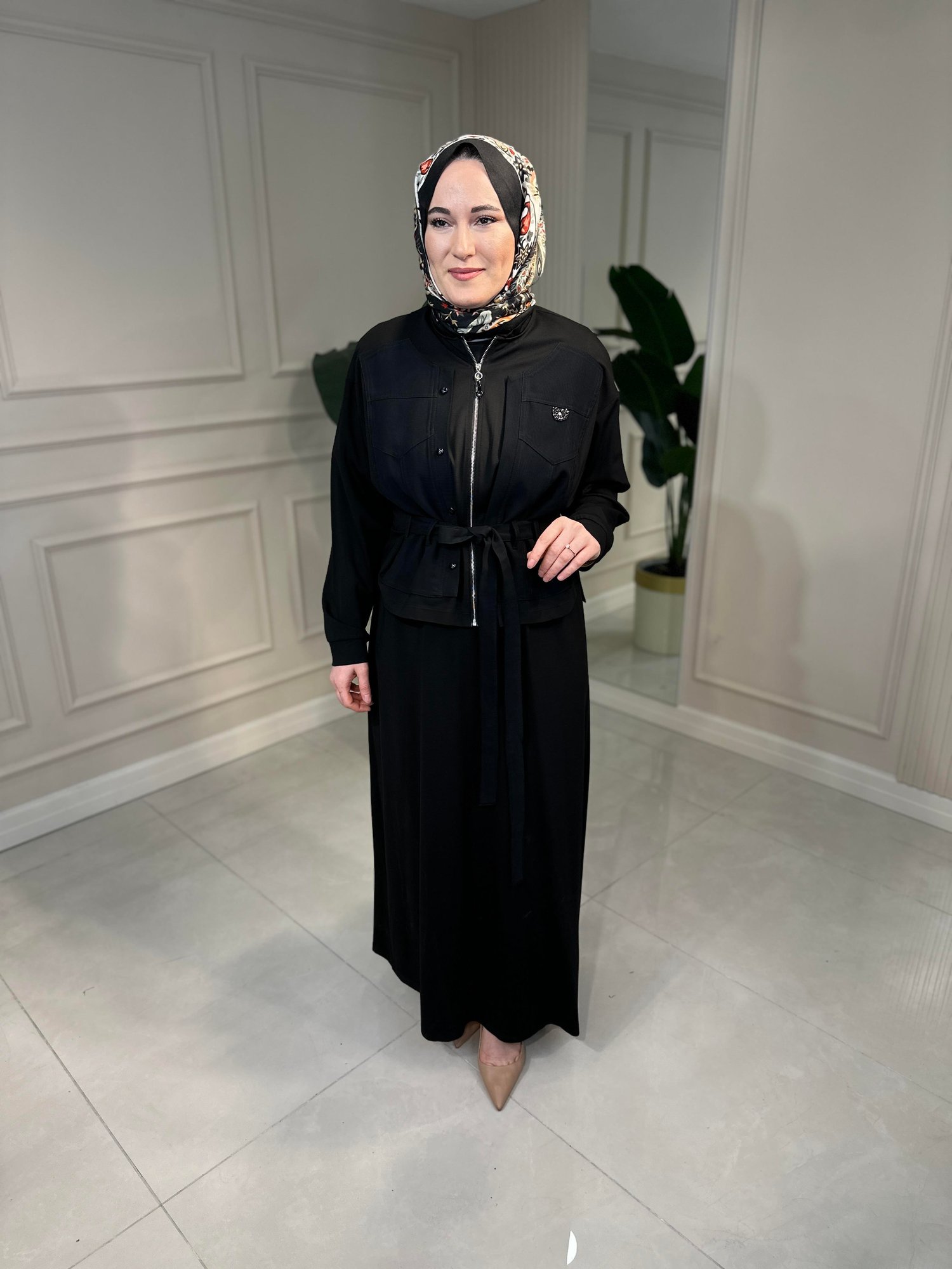 6942 İç Elbisesi Bambu Ön İki Pat Taş Detaylı Takım