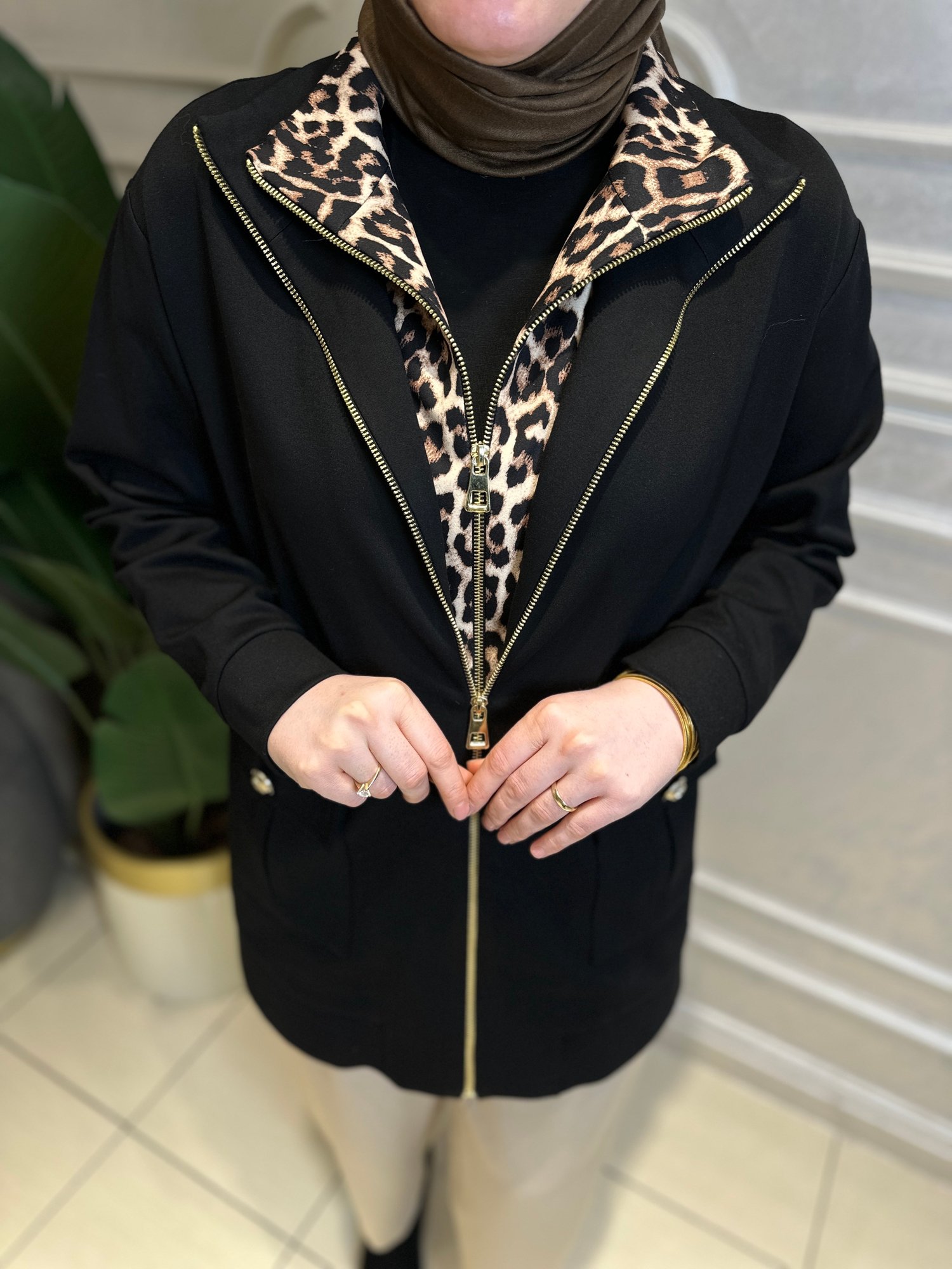 7000 Leopar Kombinli Ceket