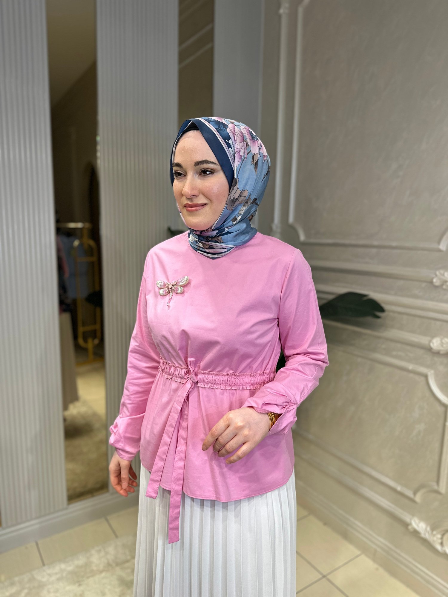 70029 Kelebekli Pamuk Cotton Bluz