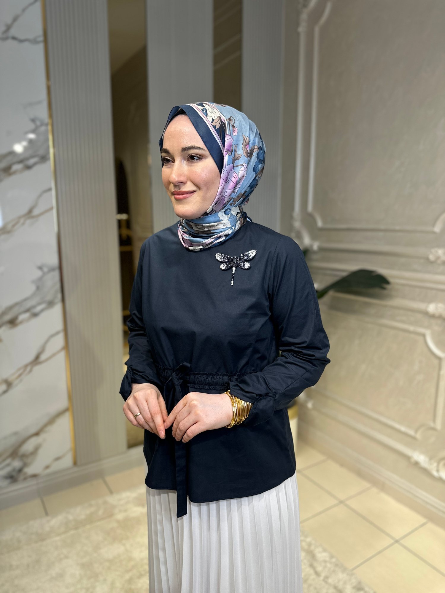 70029 Kelebekli Pamuk Cotton Bluz