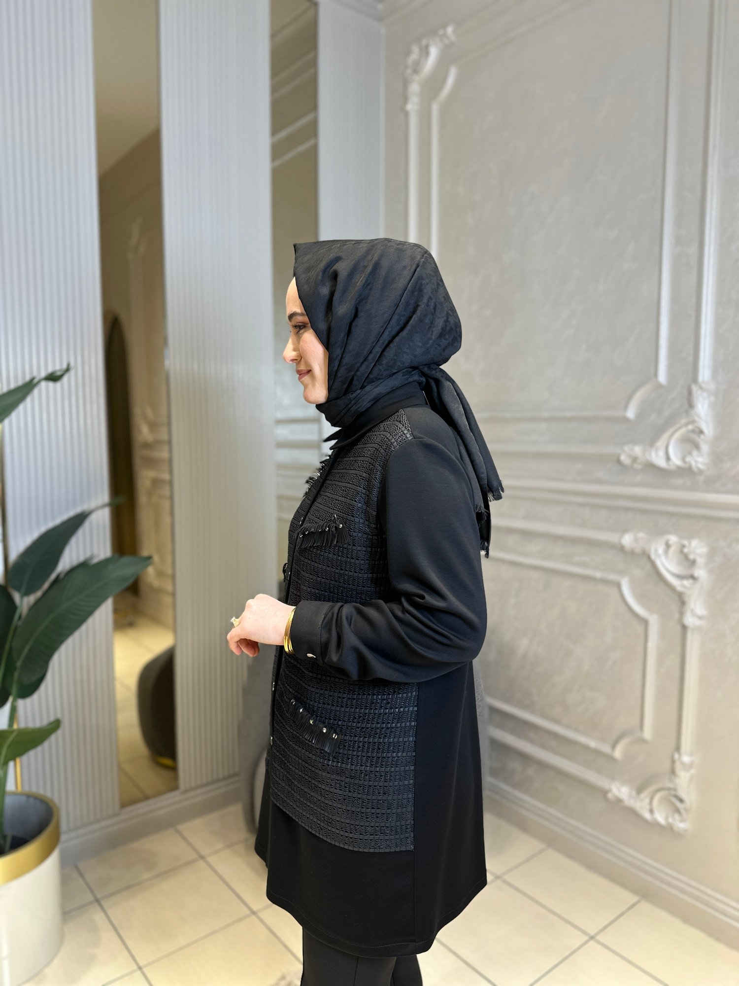 7022 Fileli Taş İşlemeli Tunik