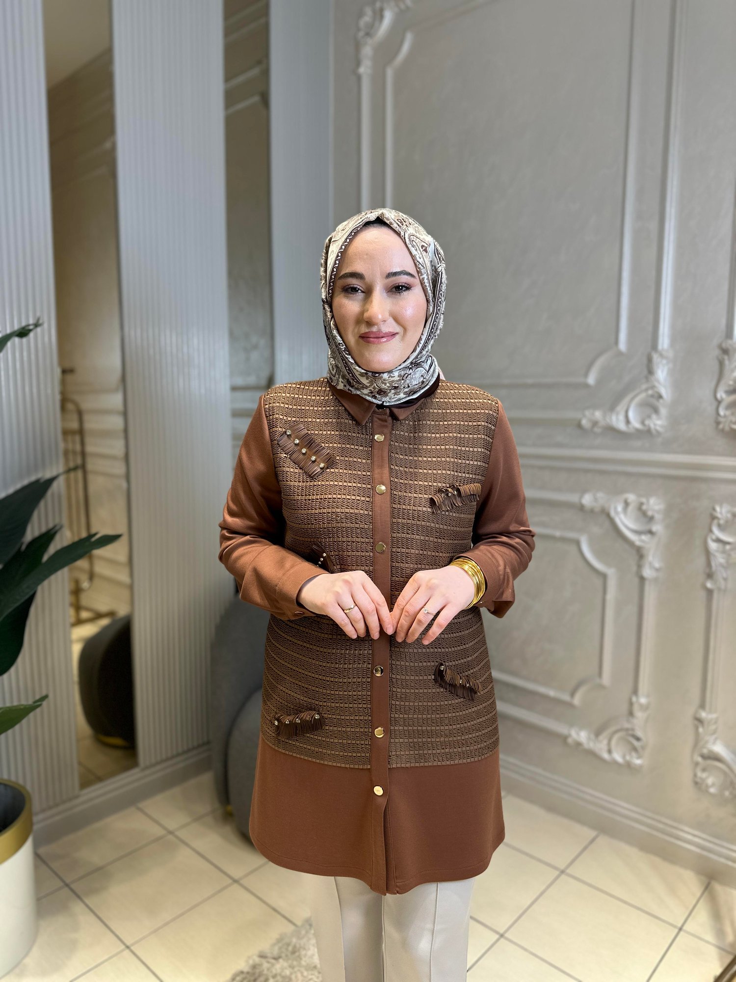 7022 Fileli Taş İşlemeli Tunik