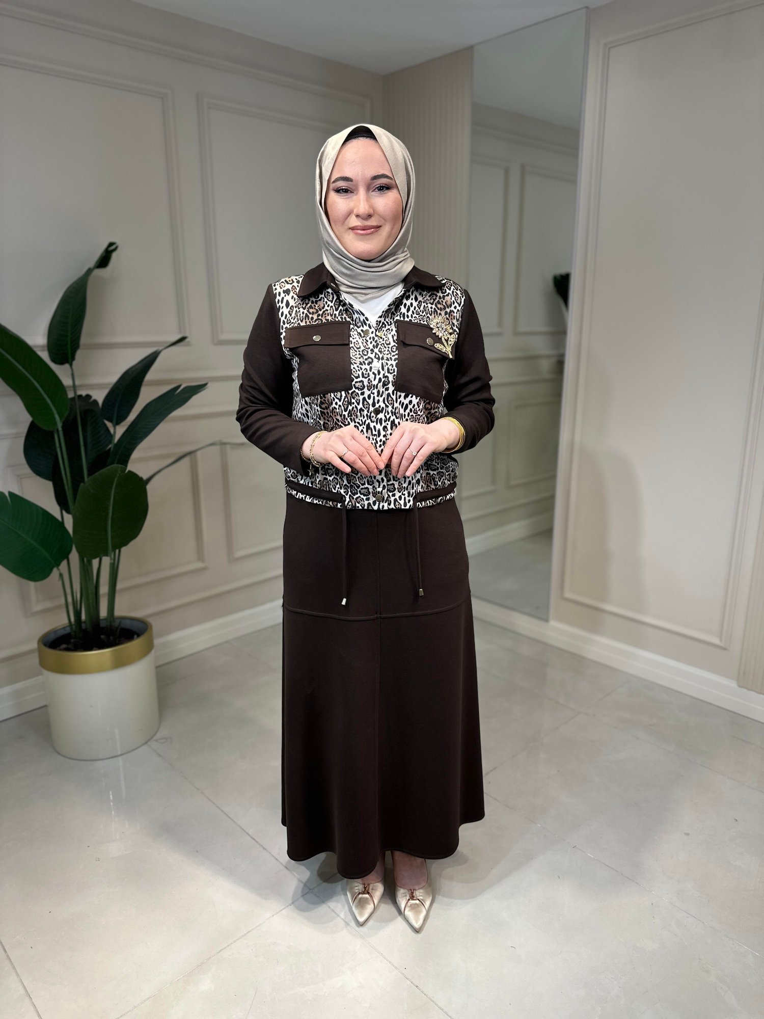 7320 Leopar Kombinli Etekli Takım