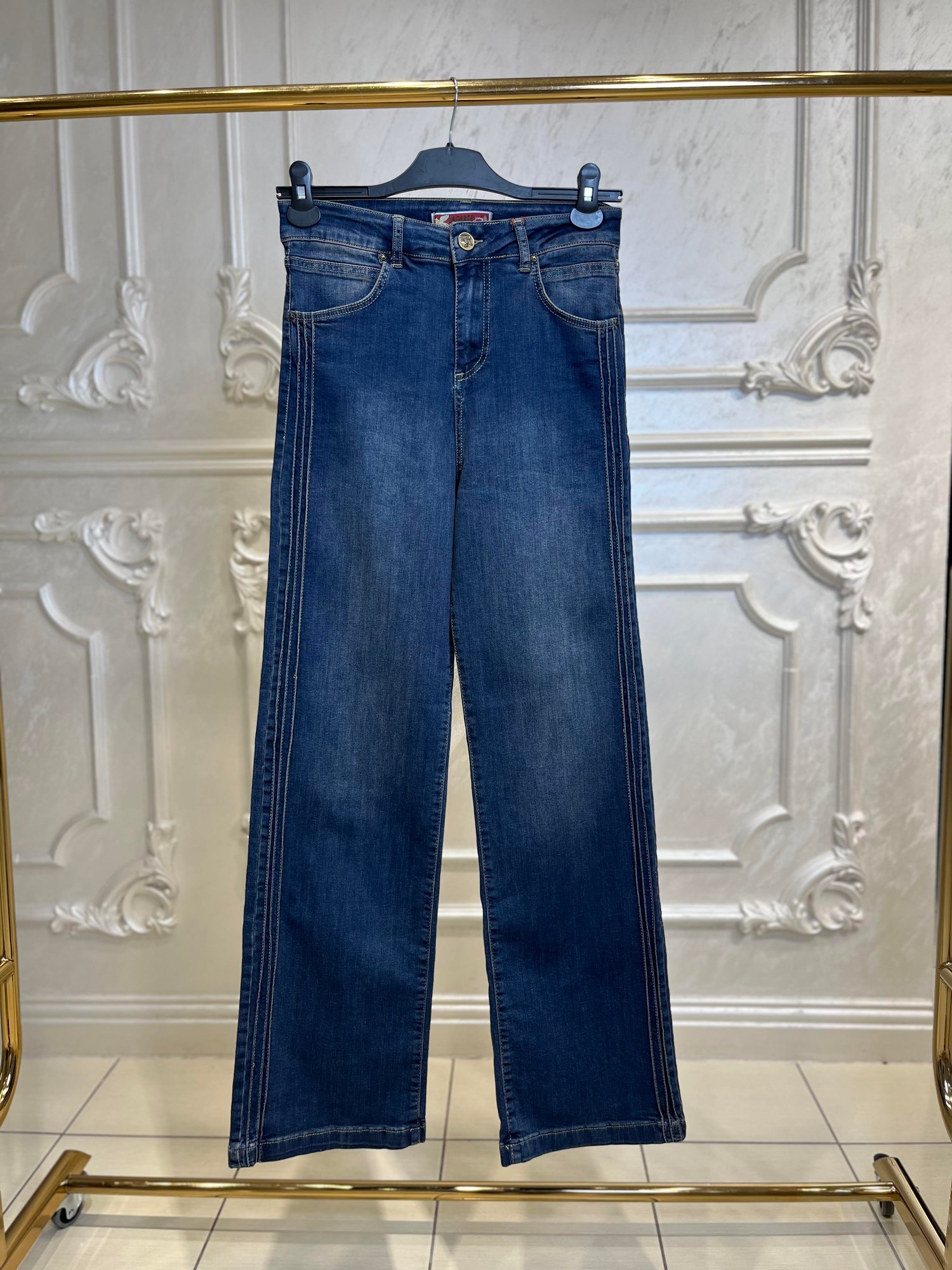 8027 Nervürlü Bol Paça Jean