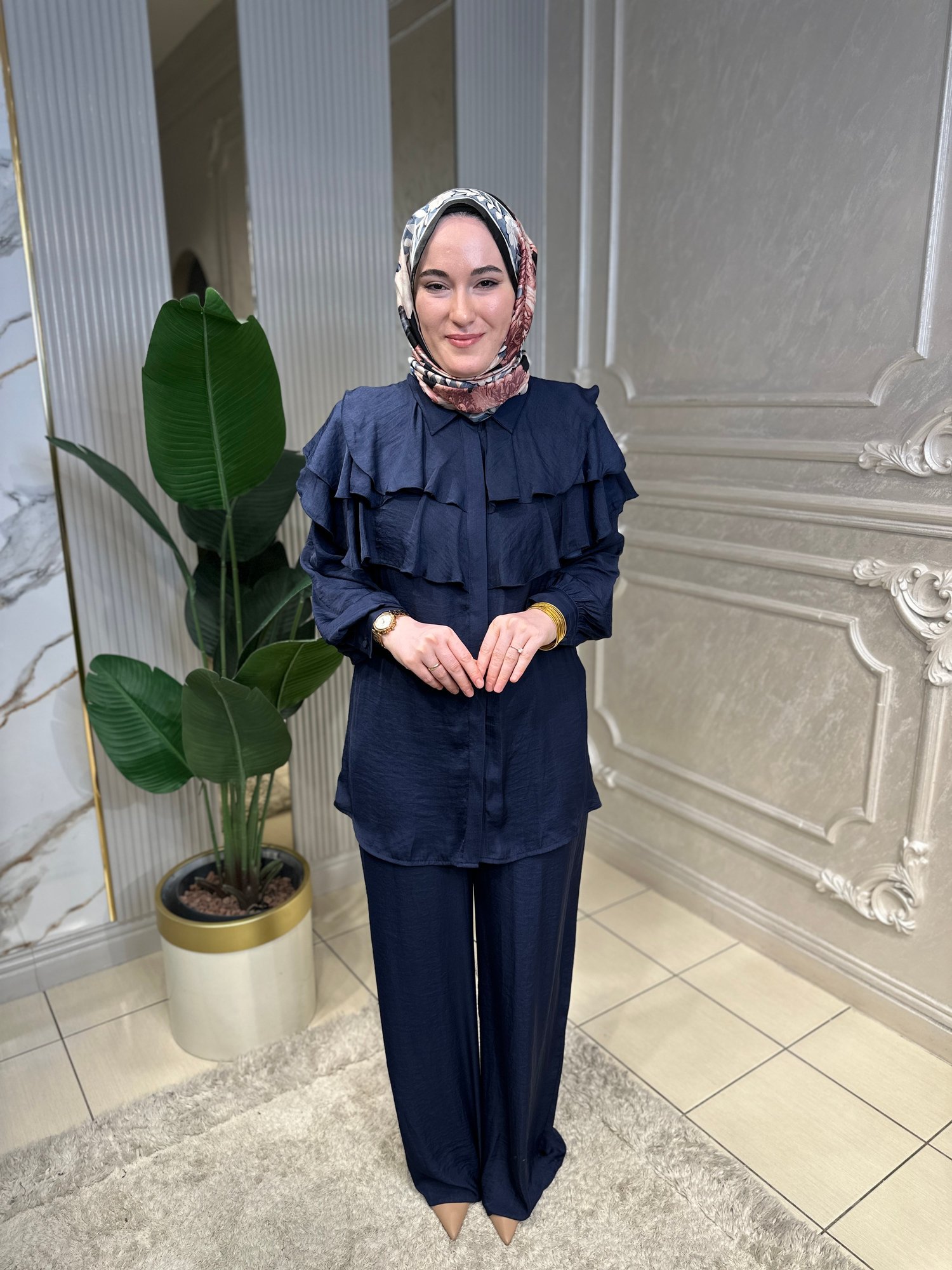 8541 Bel Kuşaklı Pantolon Takım