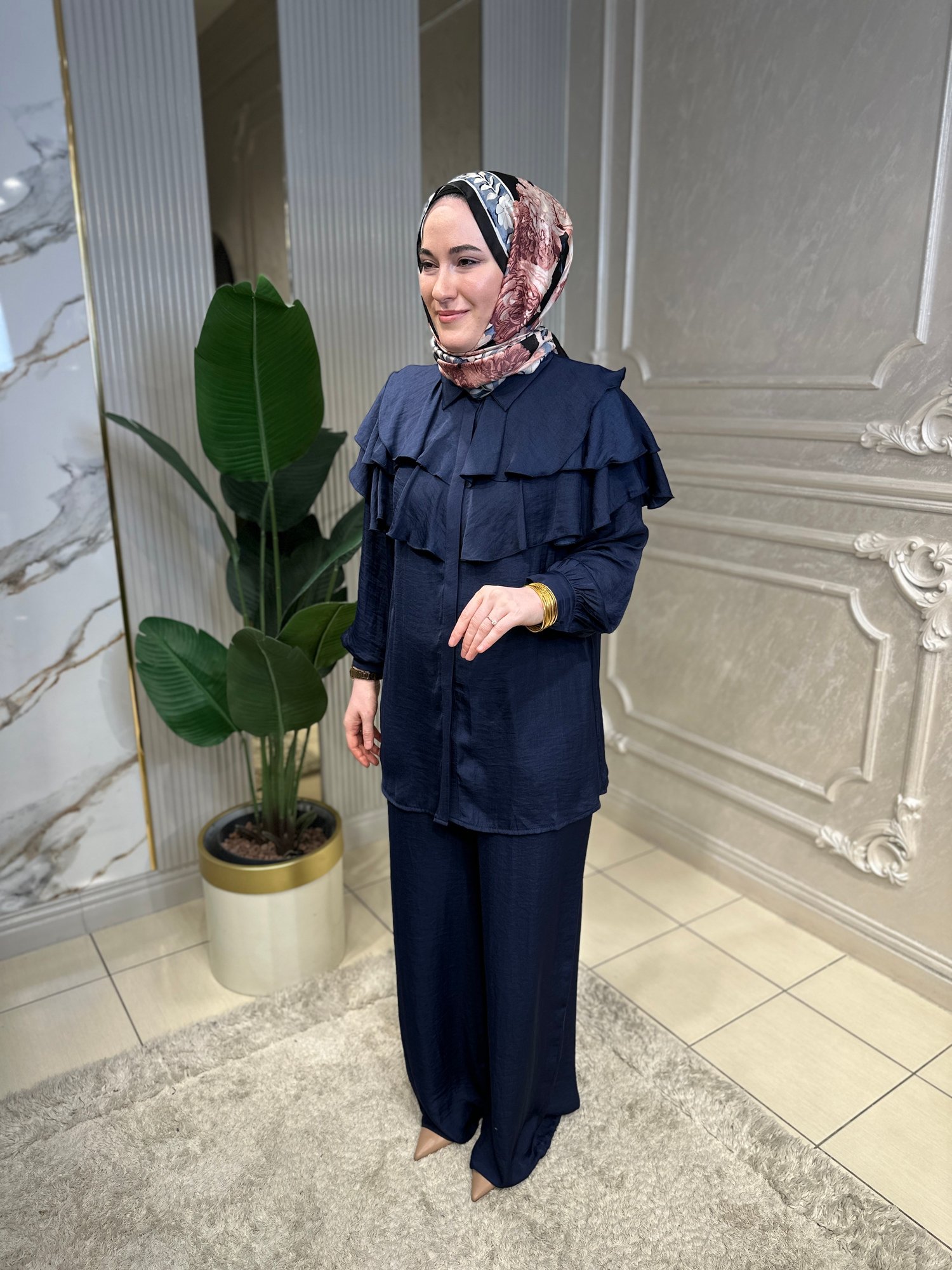 8541 Bel Kuşaklı Pantolon Takım