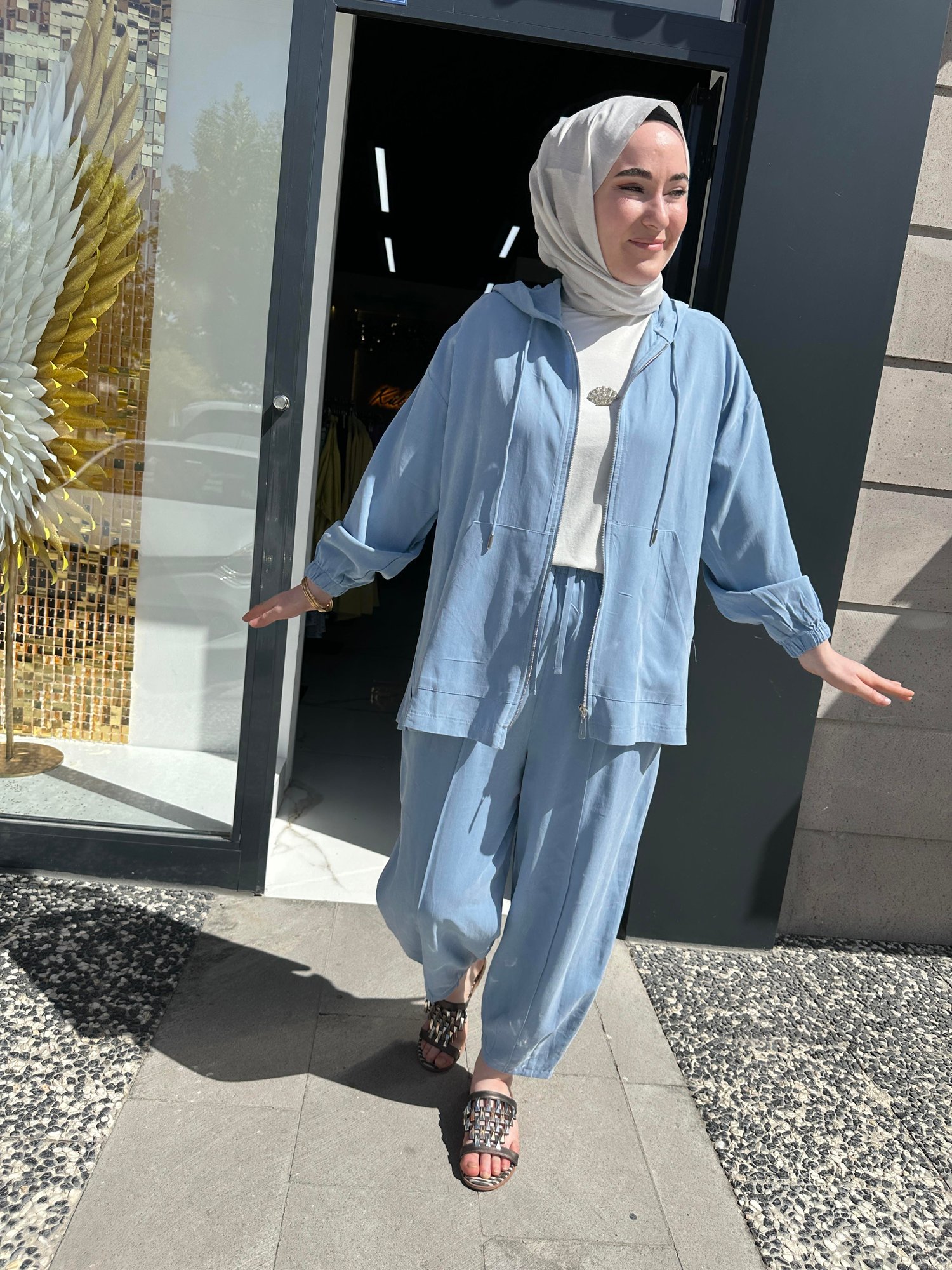 Ak32880 Konik Pantolonlu Fermuarlı Takım