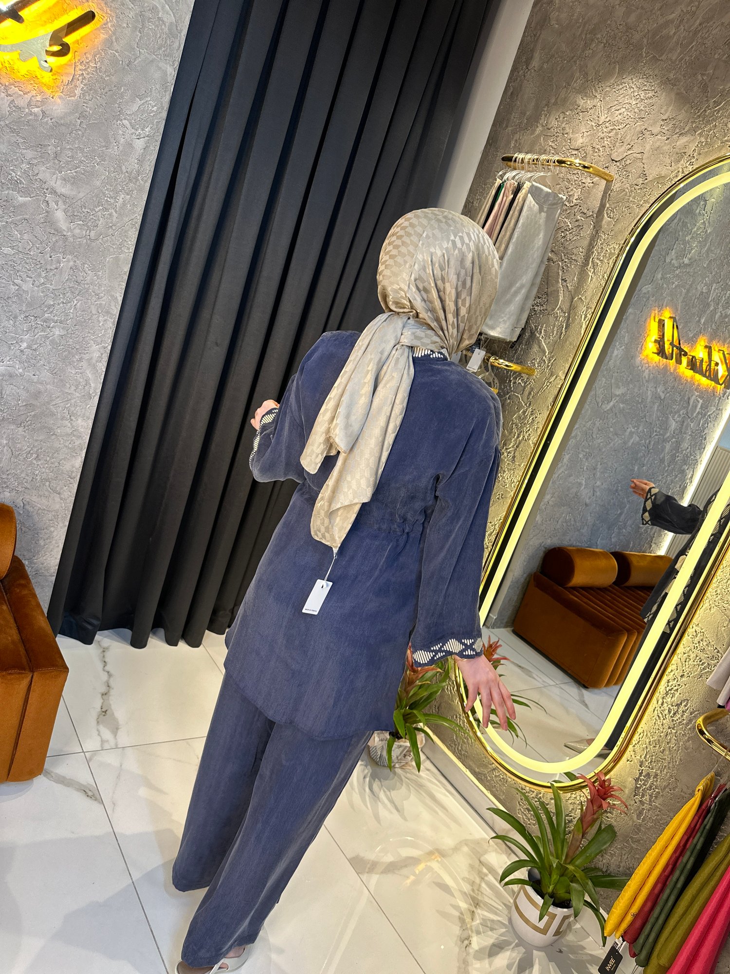 Kayra 16033 İpek Kupra Kimono Takım