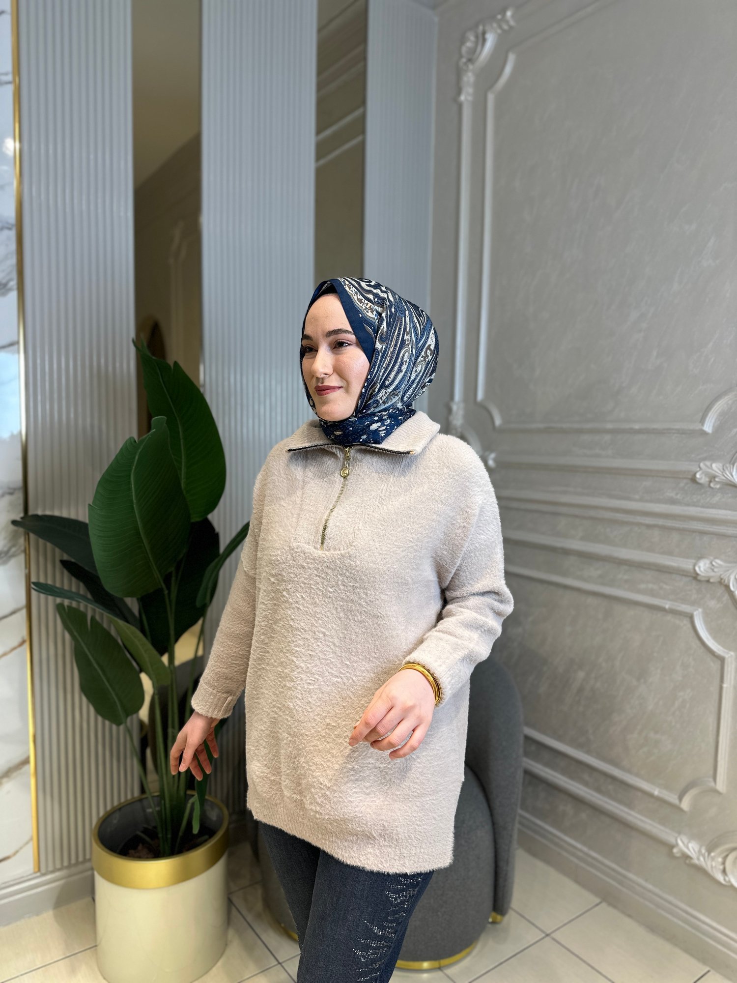 Missemramiss4577 Moderna Fermuarlı Kazak