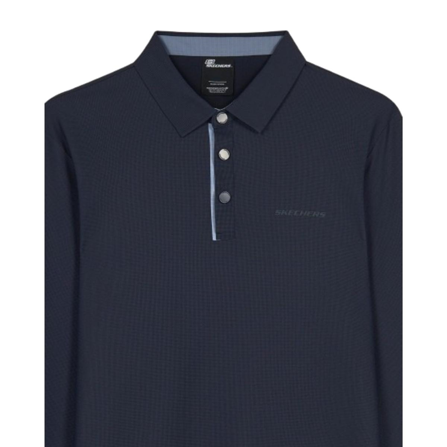 Skechers M Long Sleeve Waffle Polo S2620148-4347 Lacivert Tişört