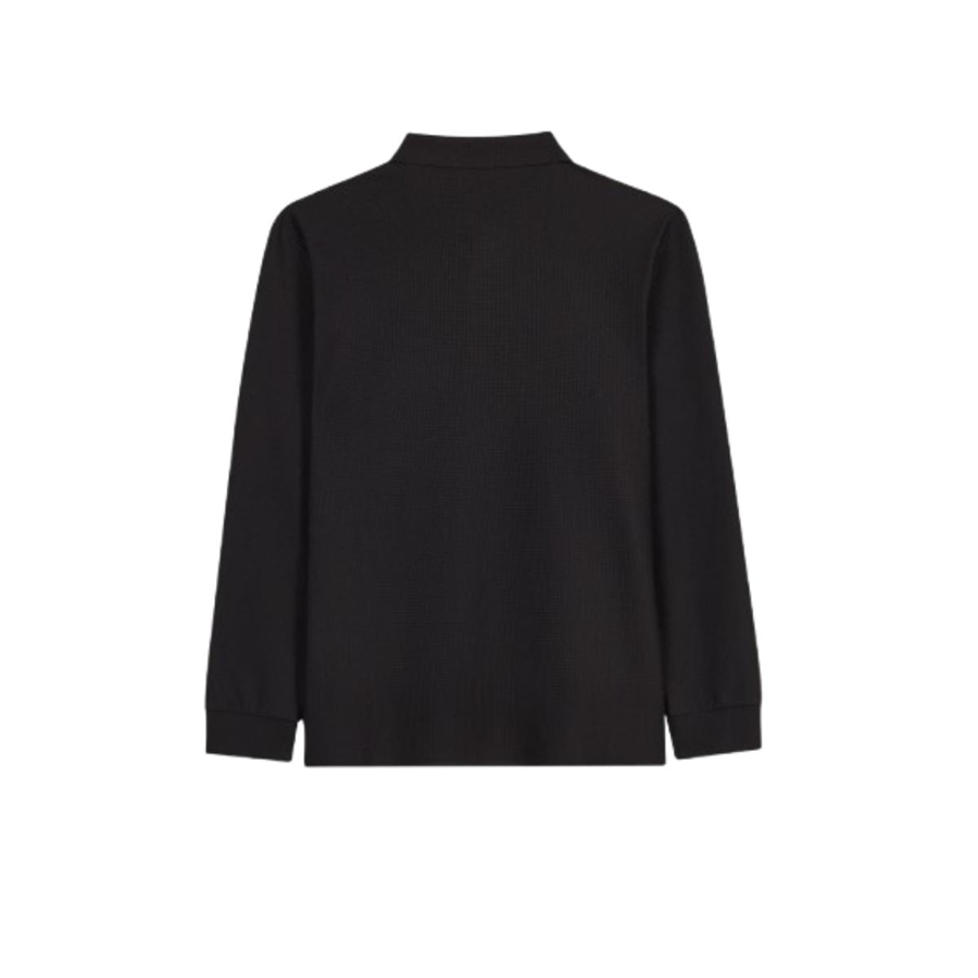 Skechers M Long Sleeve Waffle Polo S2620148-3817 Siyah Tişört