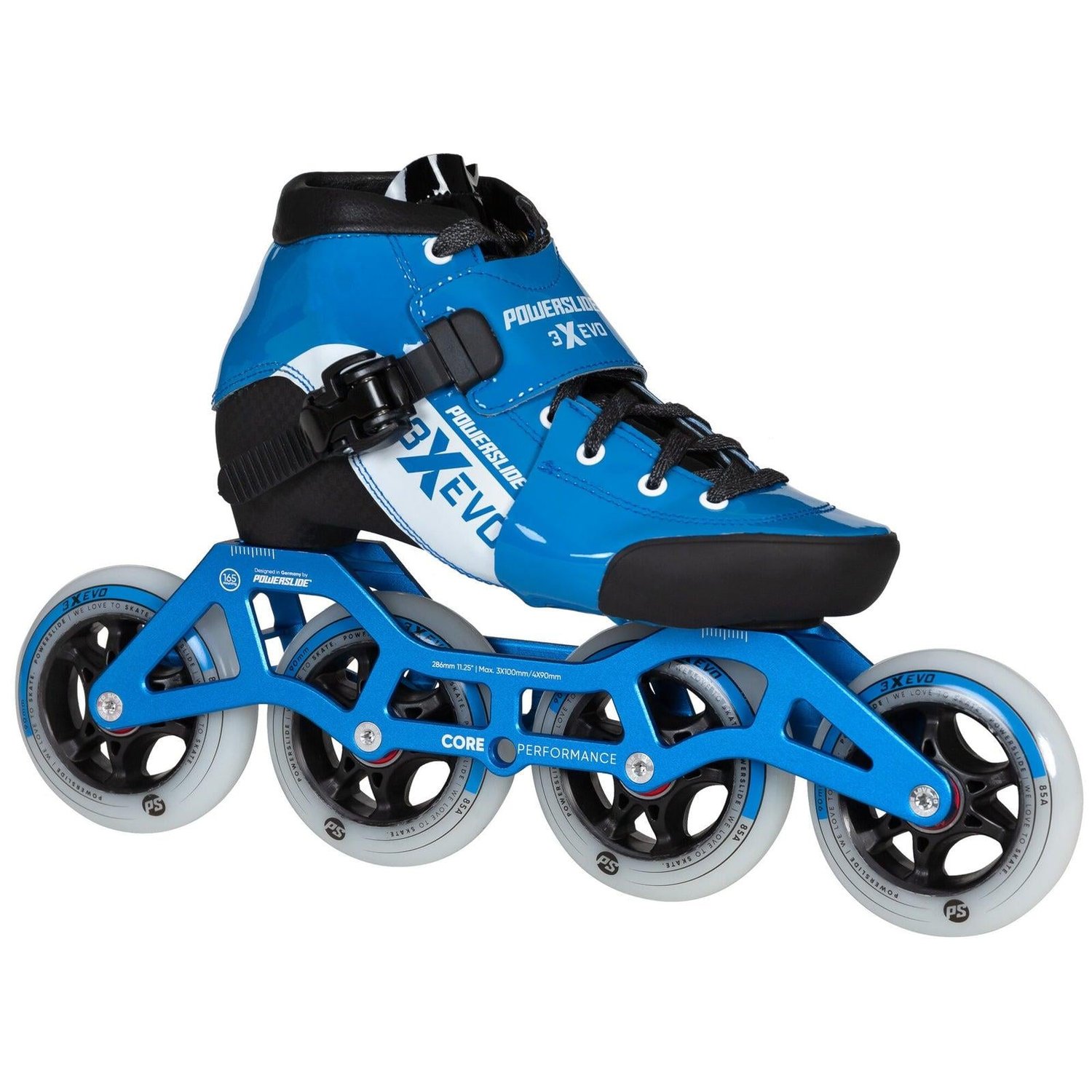 3X adj. Evo Blue / White Racing Paten