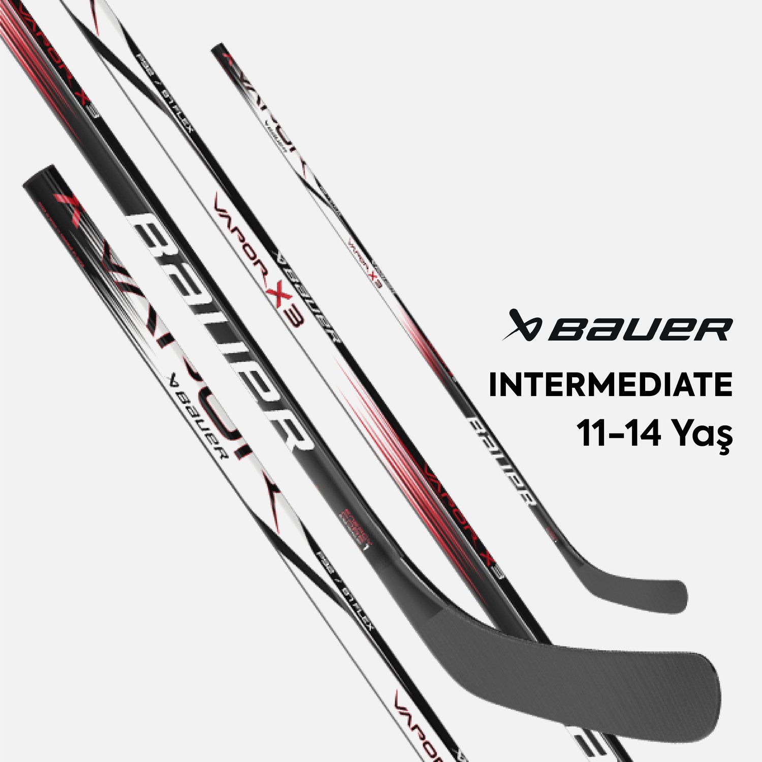 BAUER Vapor X3 Intermediate / 145 cm / 65 Flex / P92 Kaşık / Sol Hokey Sopası