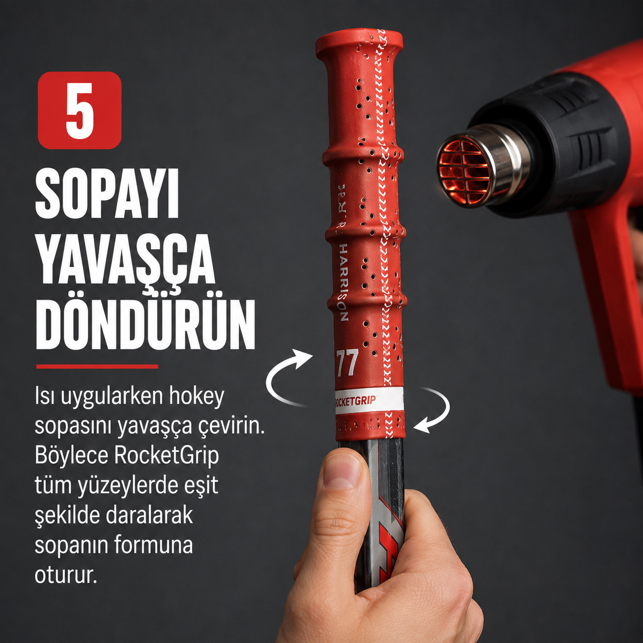 RocketGrip Hole Hokey Sopası Grip Sarı/Siyah