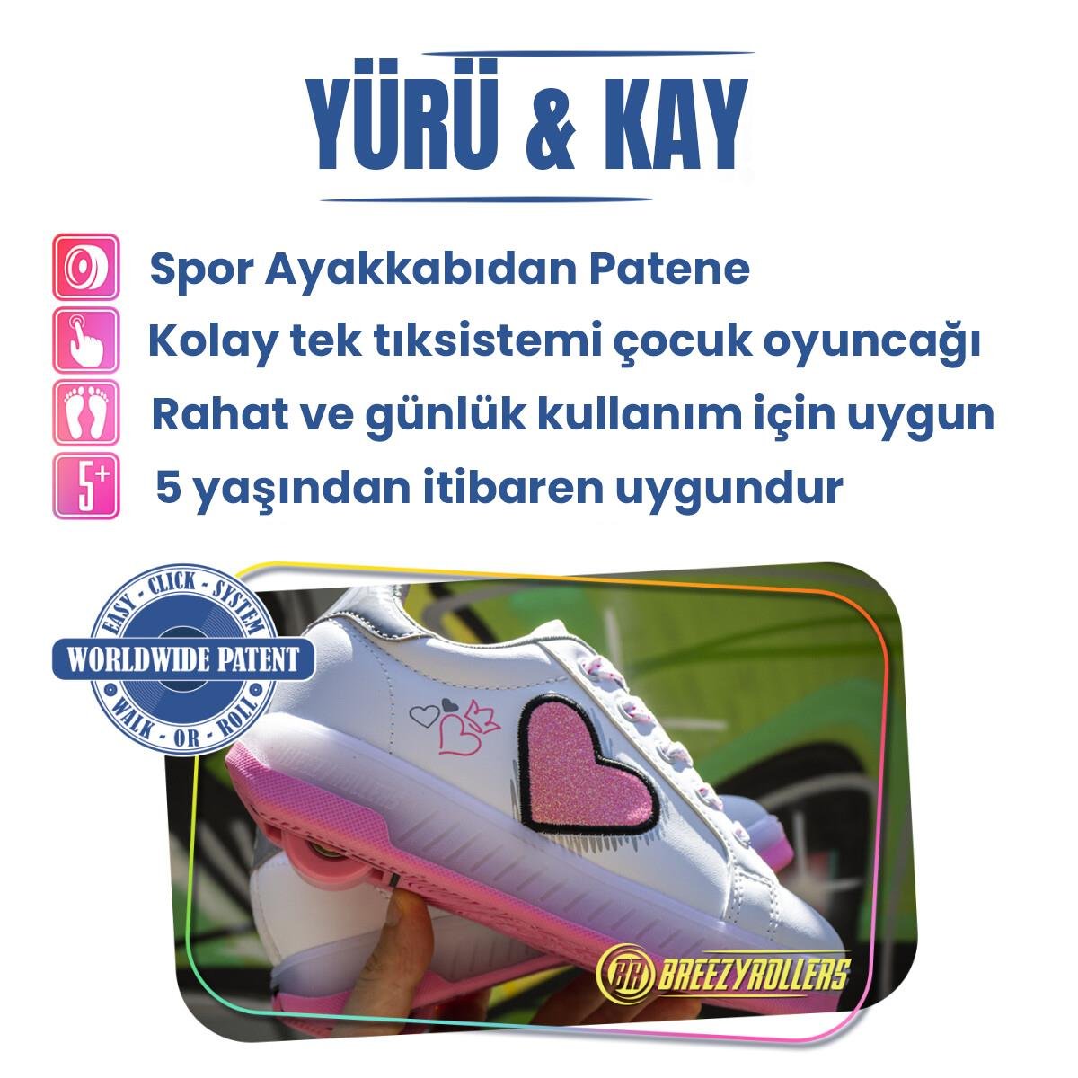 Tekerlekli Ayakkabı Blast LED Işıklı beyaz/pembe