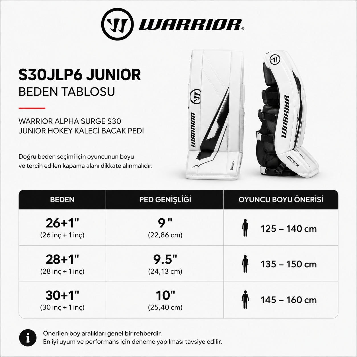 Warrior Alpha Surge S30 Junior Hokey Kaleci Bacak Pedi 30+1