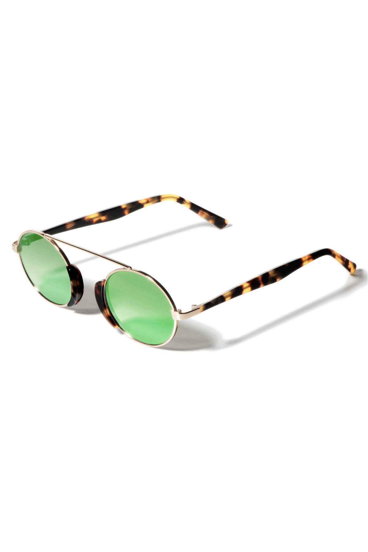 L.G.R Togo Havana Tartarugato 23 Flat Green Mirror Unisex Güneş Gözlüğü