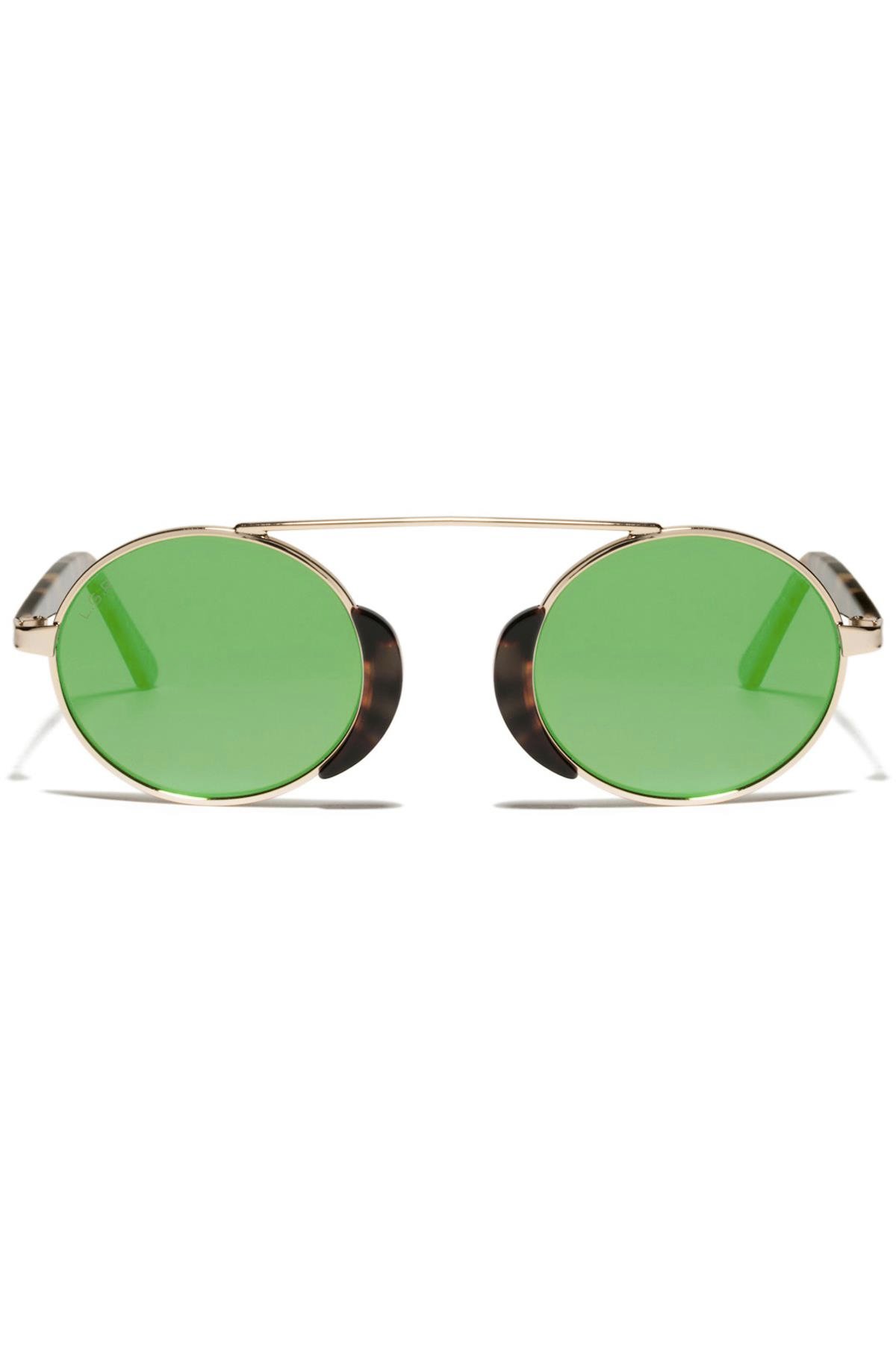 L.G.R Togo Havana Tartarugato 23 Flat Green Mirror Unisex Güneş Gözlüğü