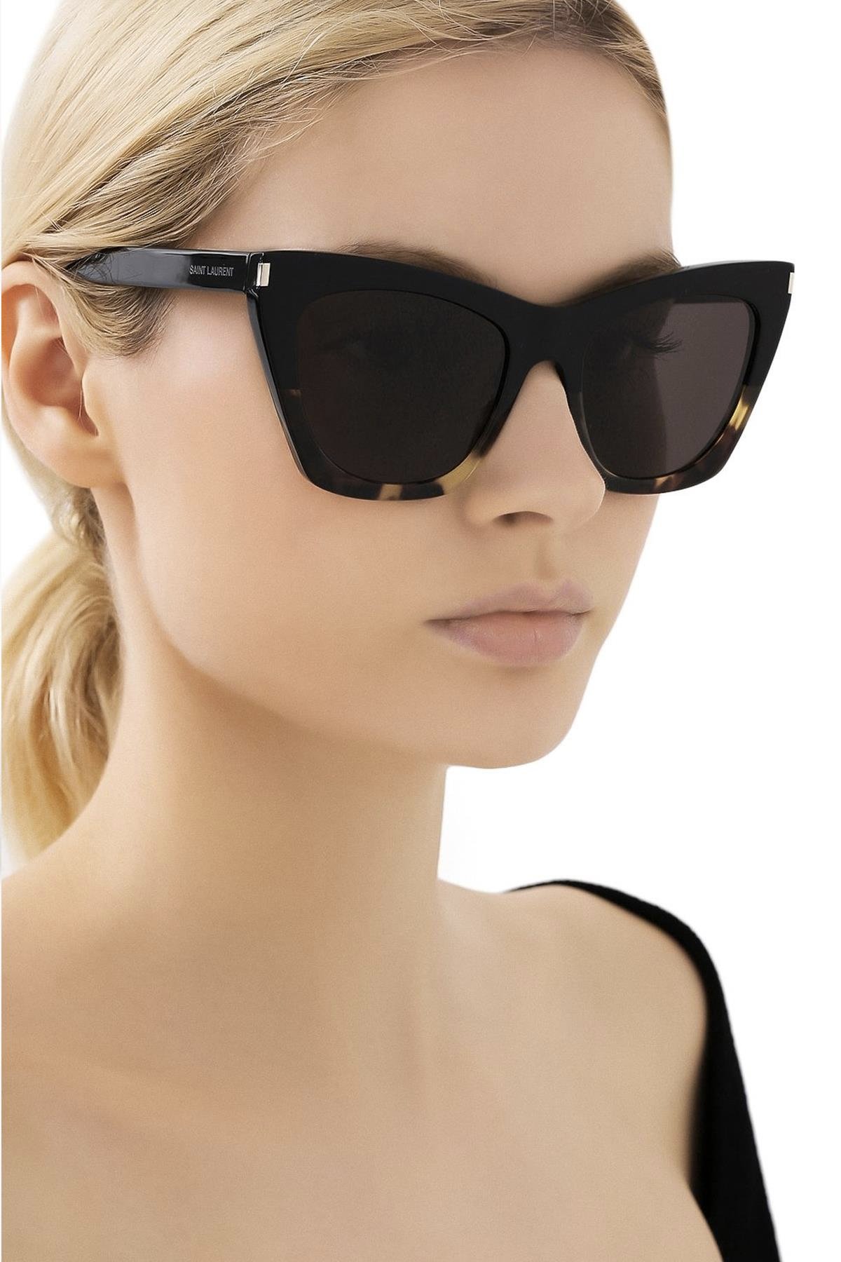 Saint Laurent SL 214 KATE 010 Black/Havana Güneş Gözlüğü