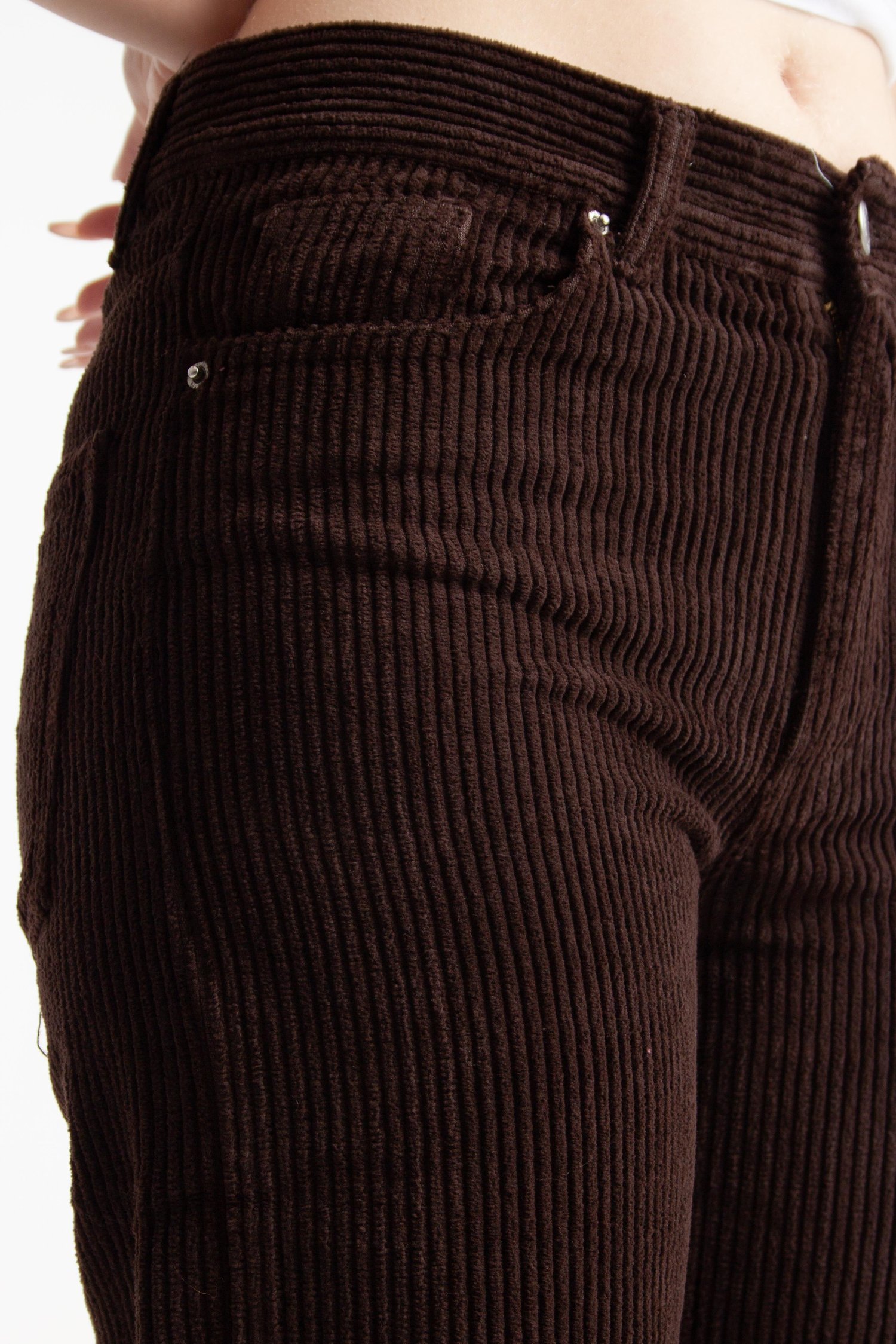 Acı Kahve Kadife Kumaş Straight Jean