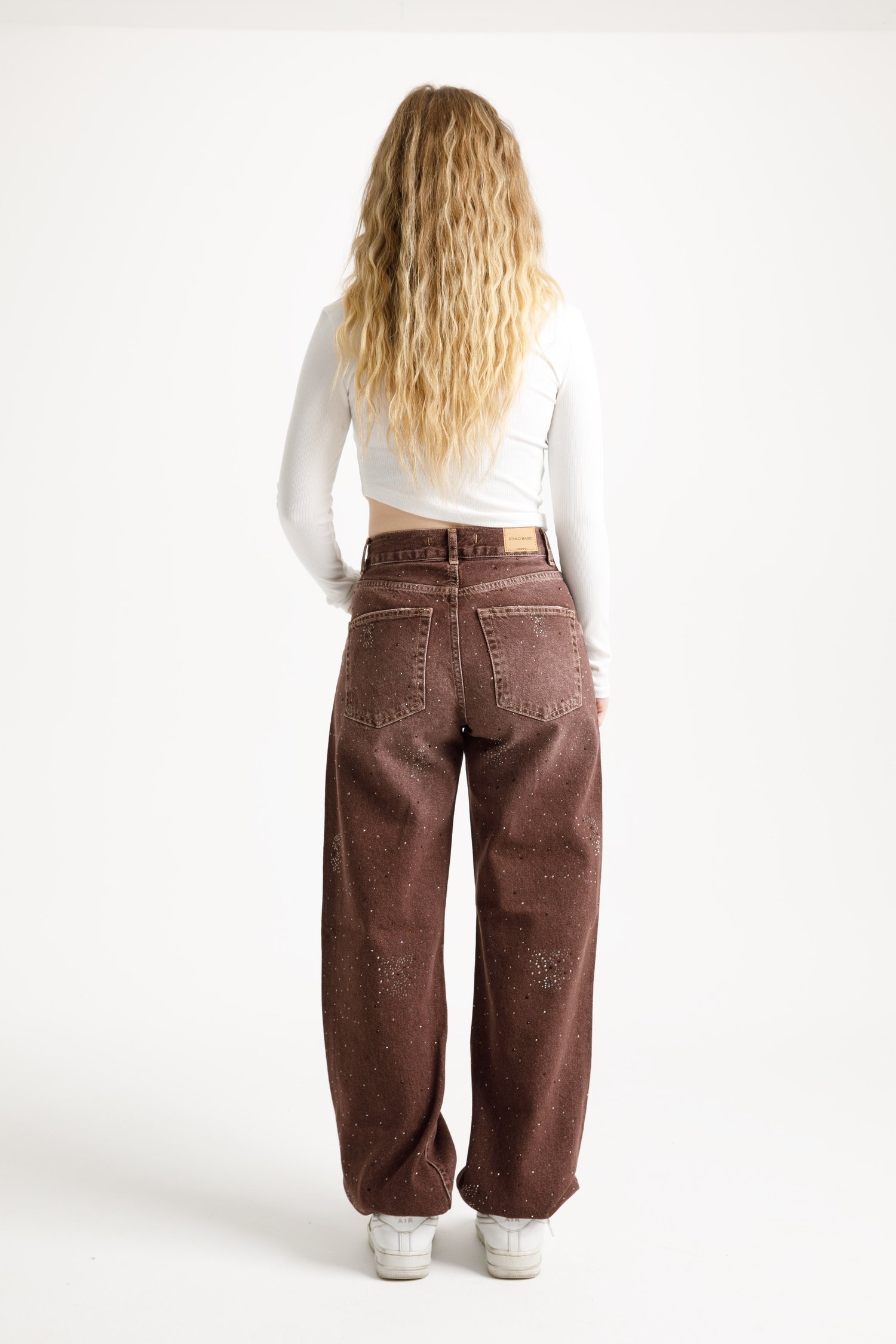 Acı Kahve Taşlı Straight Jean