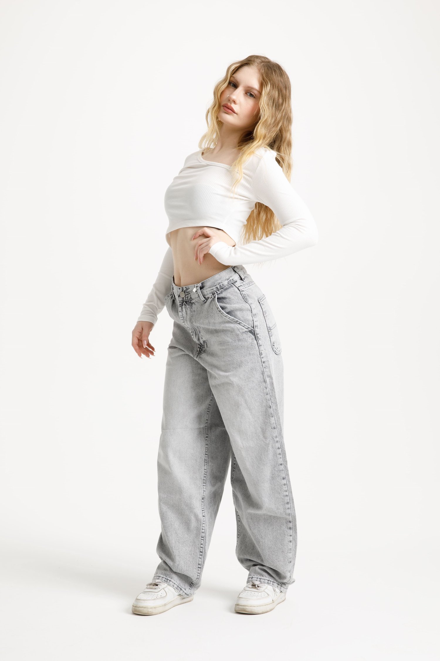 Açık Gri Skater Jean