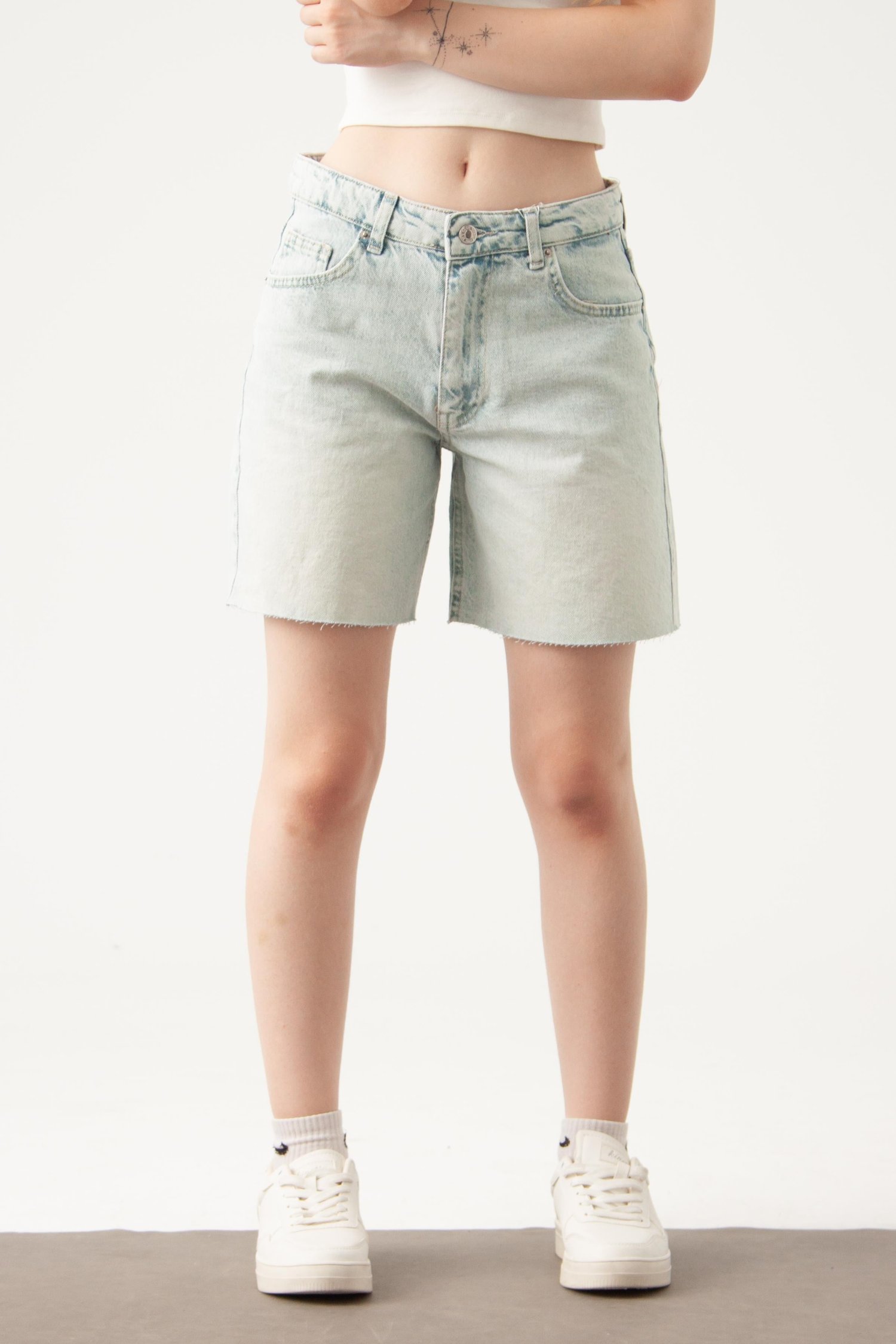 Açık Mavi Mom Denim Şort