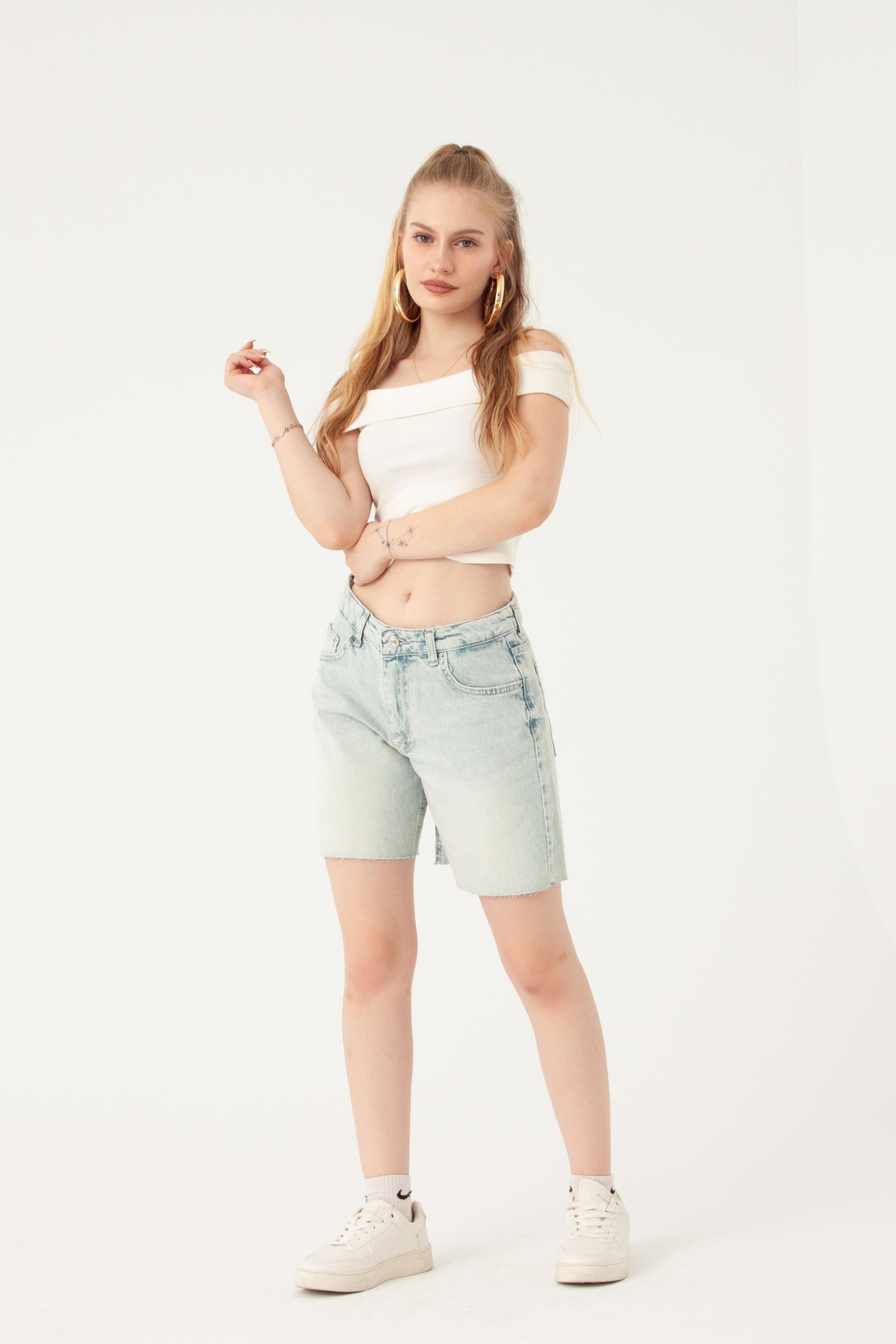 Açık Mavi Mom Denim Şort