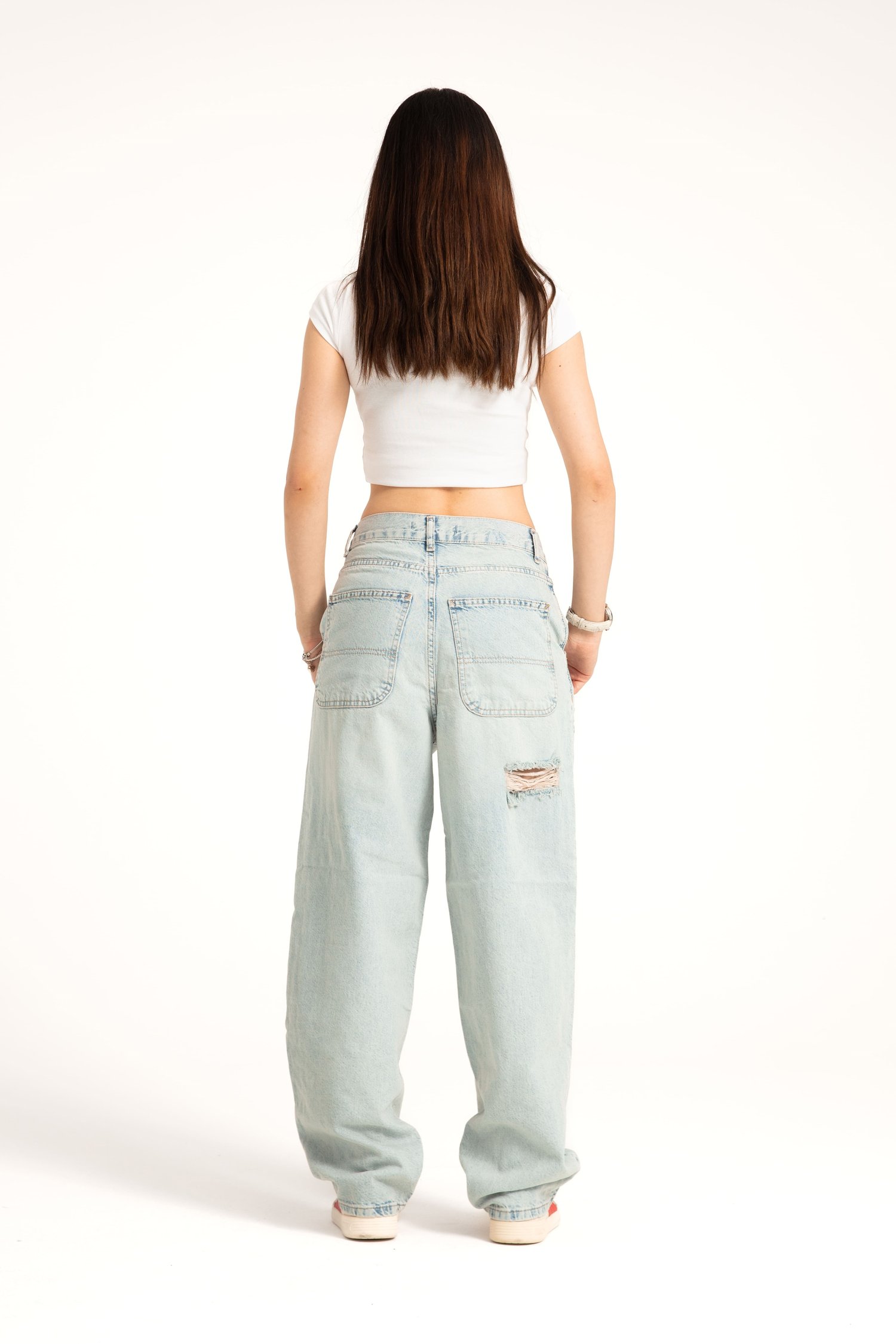Açık Mavi Yırtıklı Skater Jean