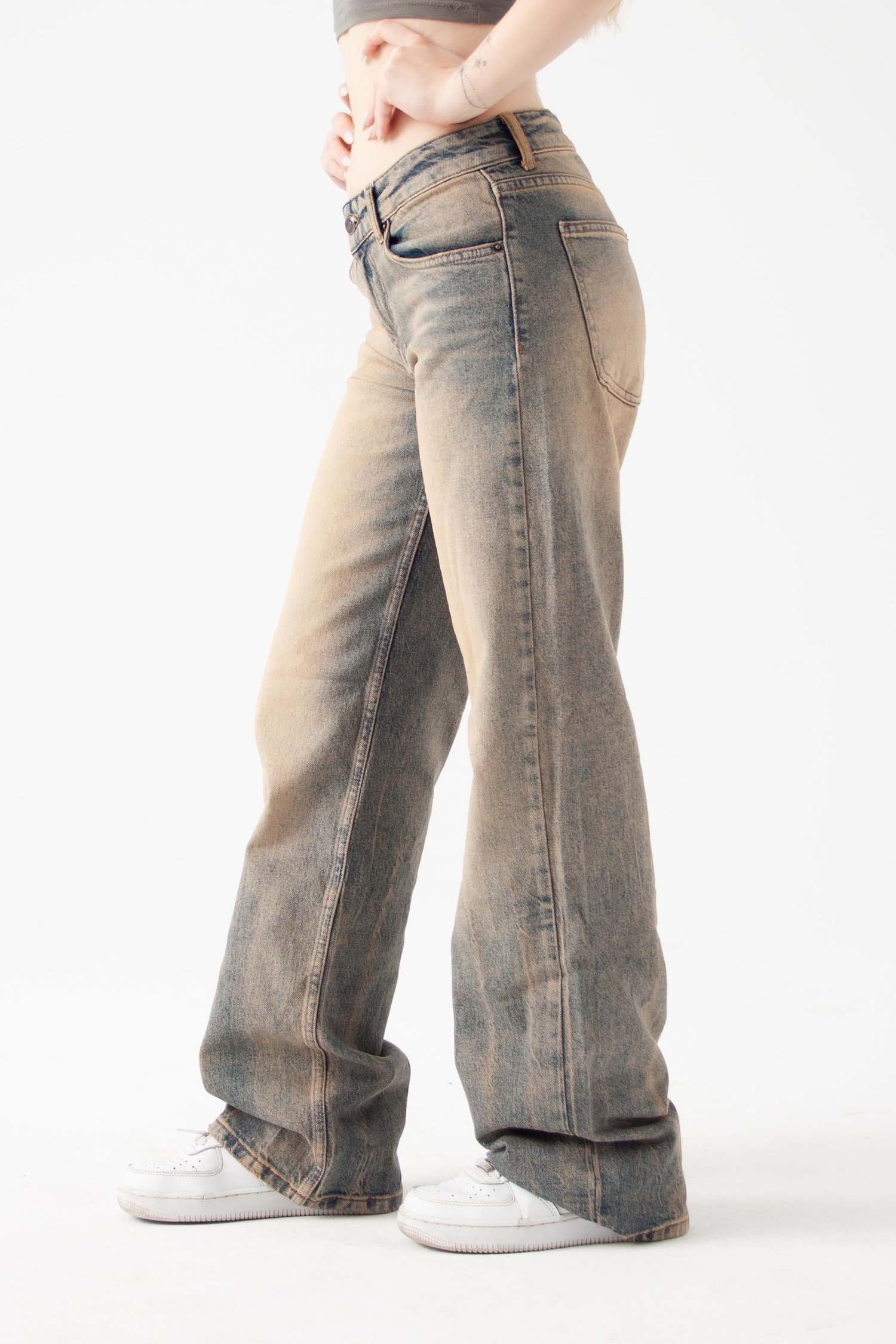 Açık Taş Yıkama Straight Jean
