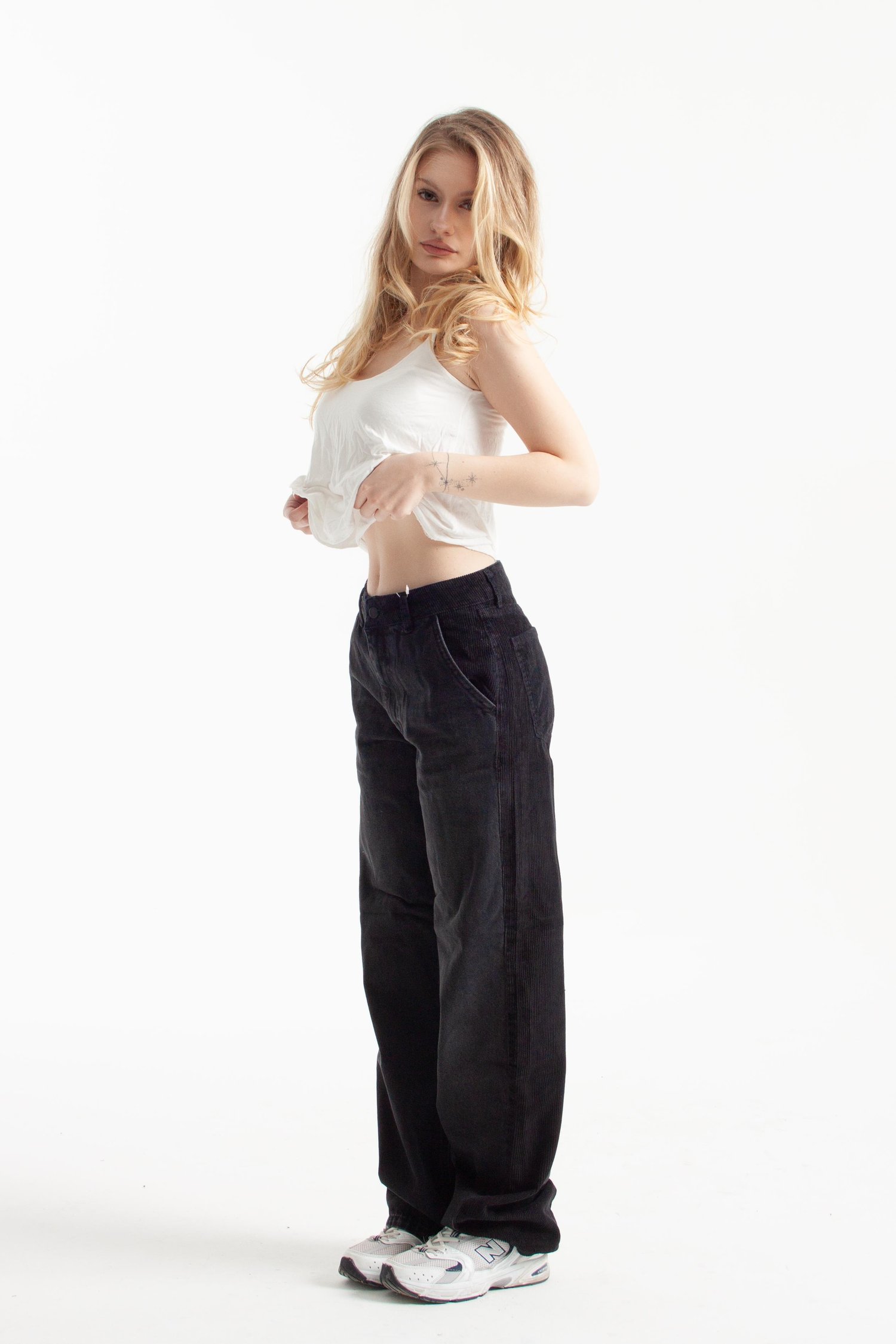 Antrasit Arkası Kadife Loose Fit Jean