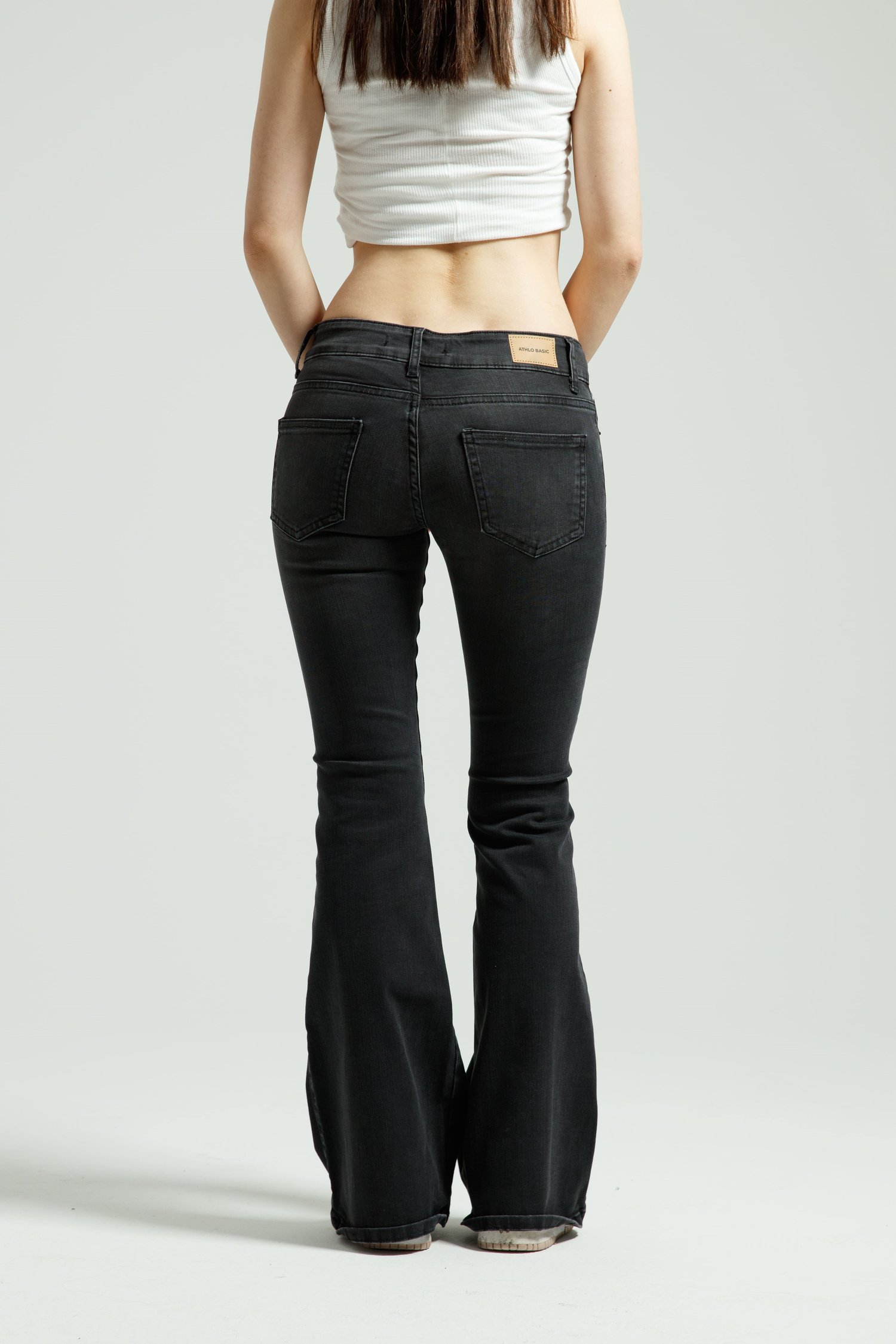 Antrasit Orta Bel Flare Jean