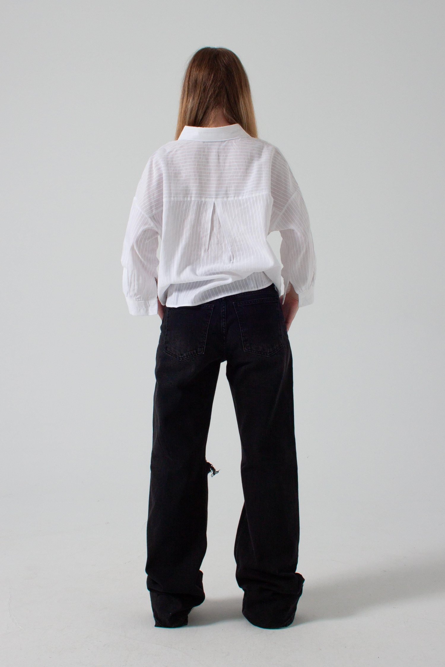 Antrasit Yırtıklı Baggy Flare Jean