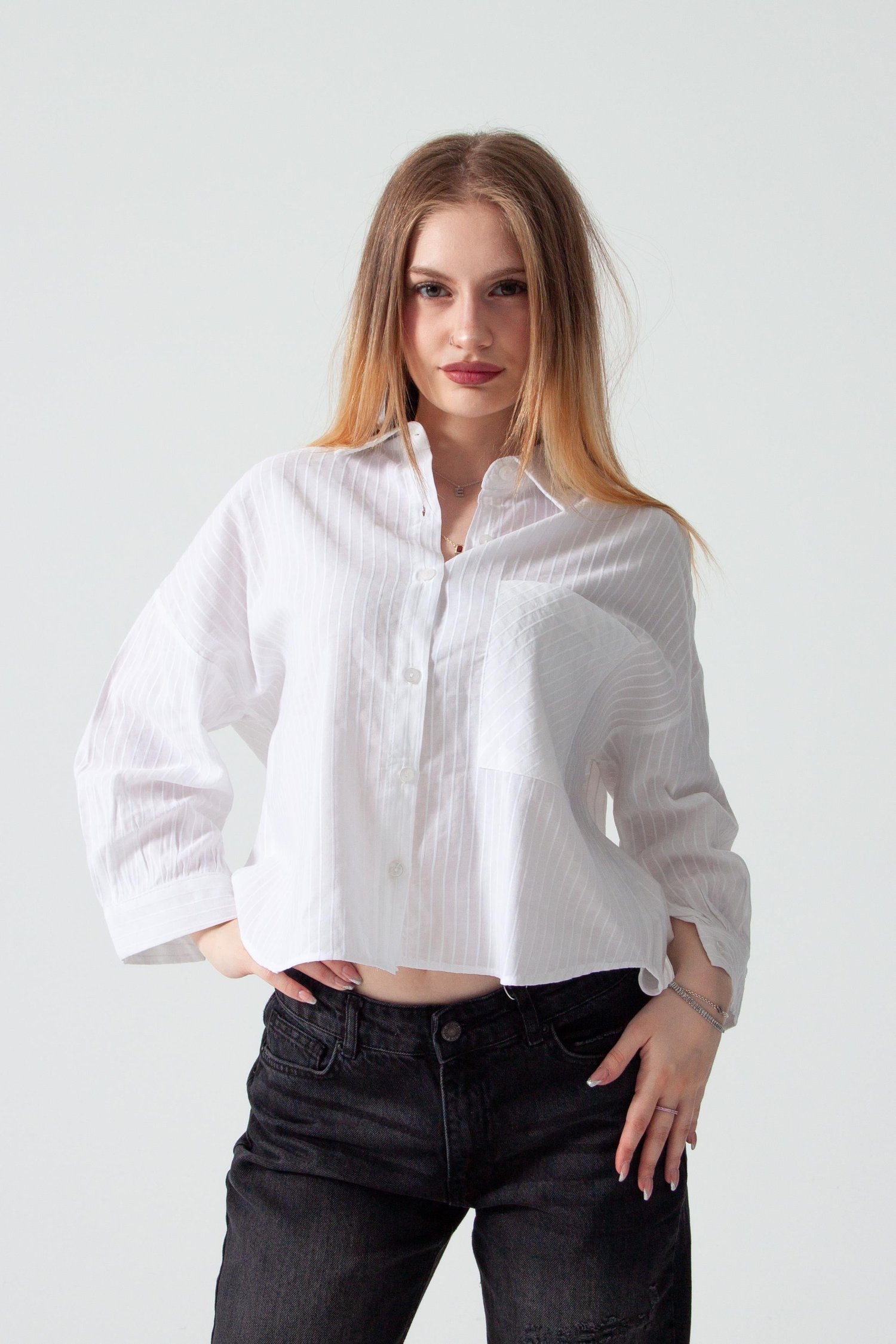 Beyaz Oversize Gömlek
