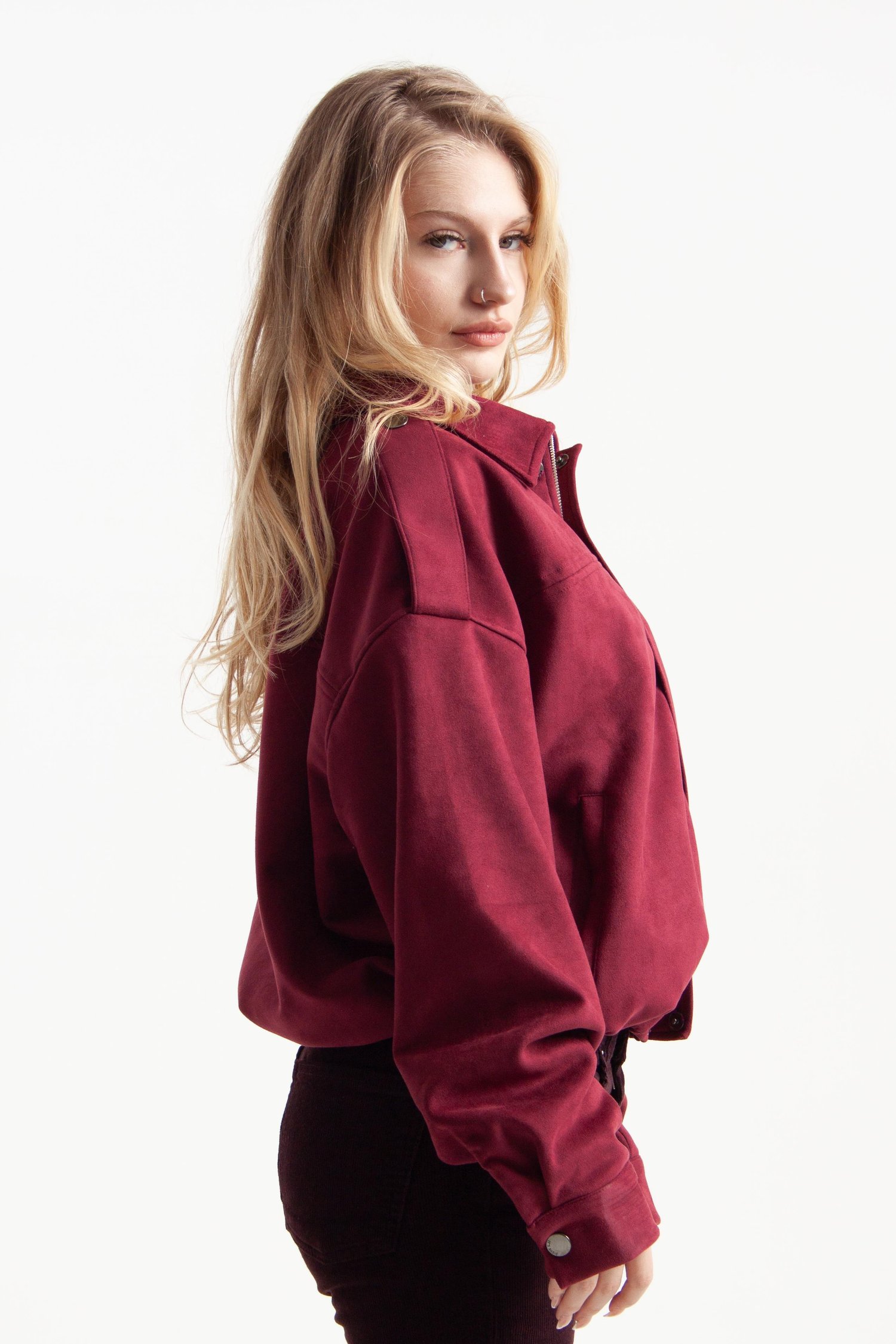 Bordo Oversize Bomber Ceket