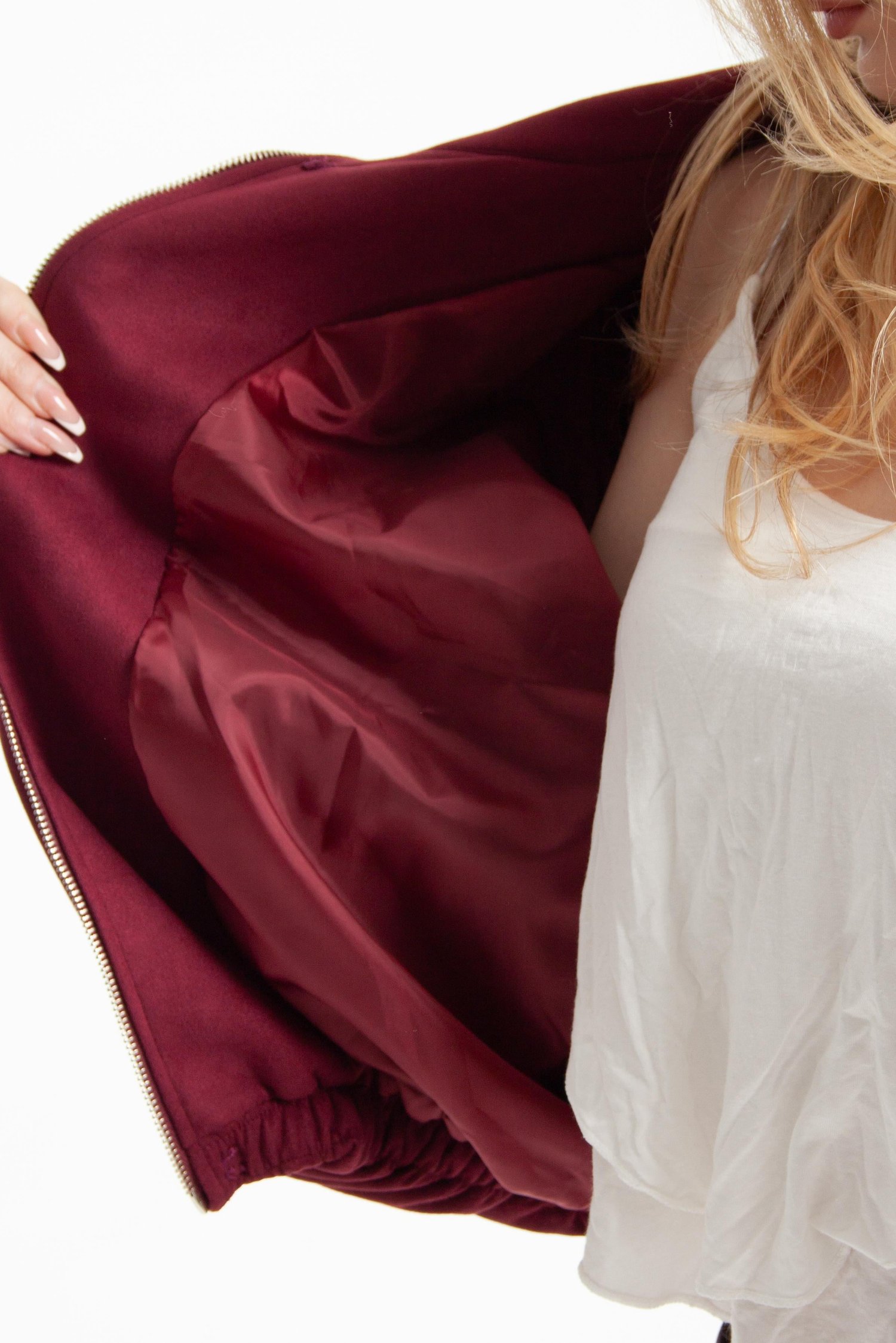 Bordo Oversize Bomber Ceket