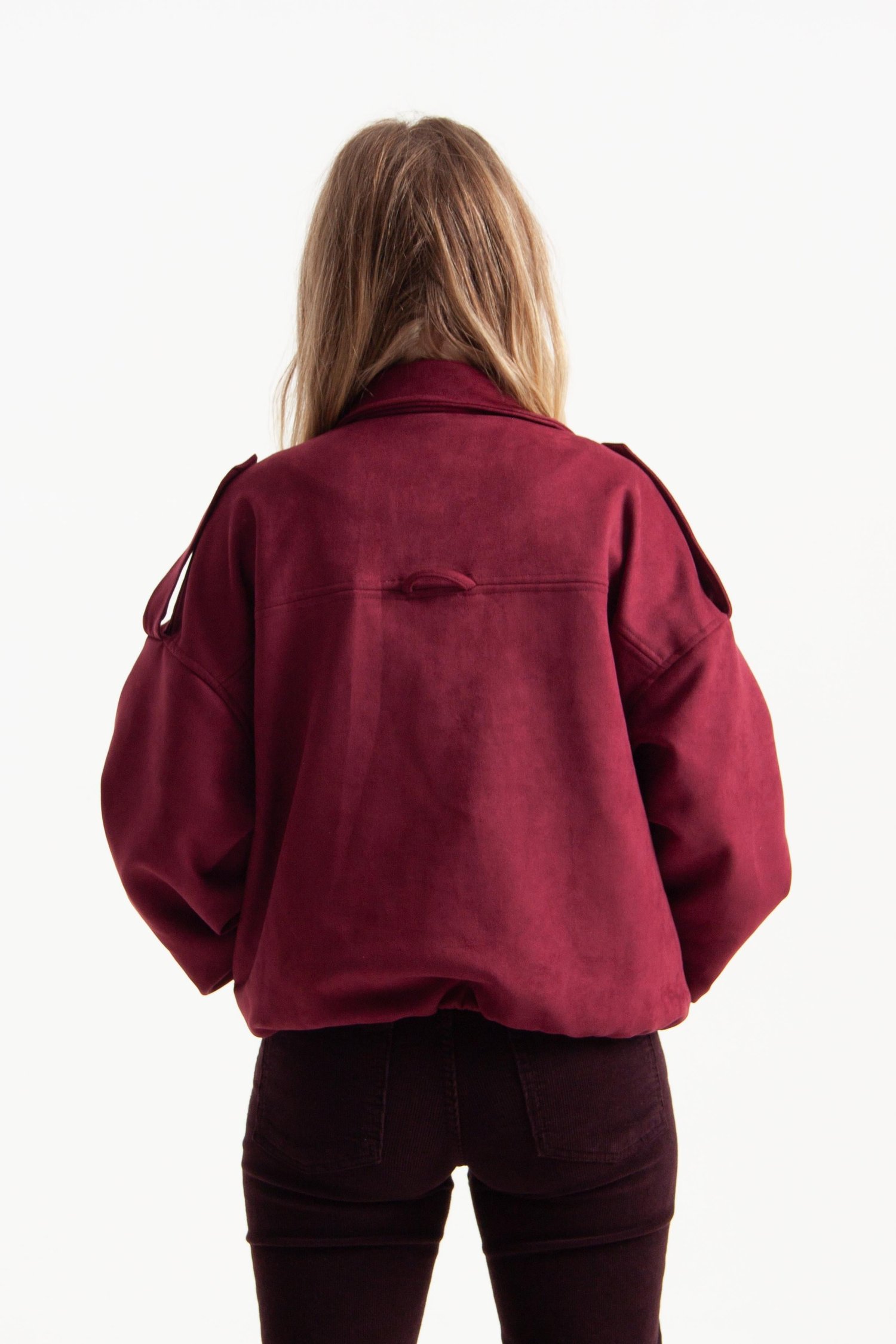 Bordo Oversize Bomber Ceket